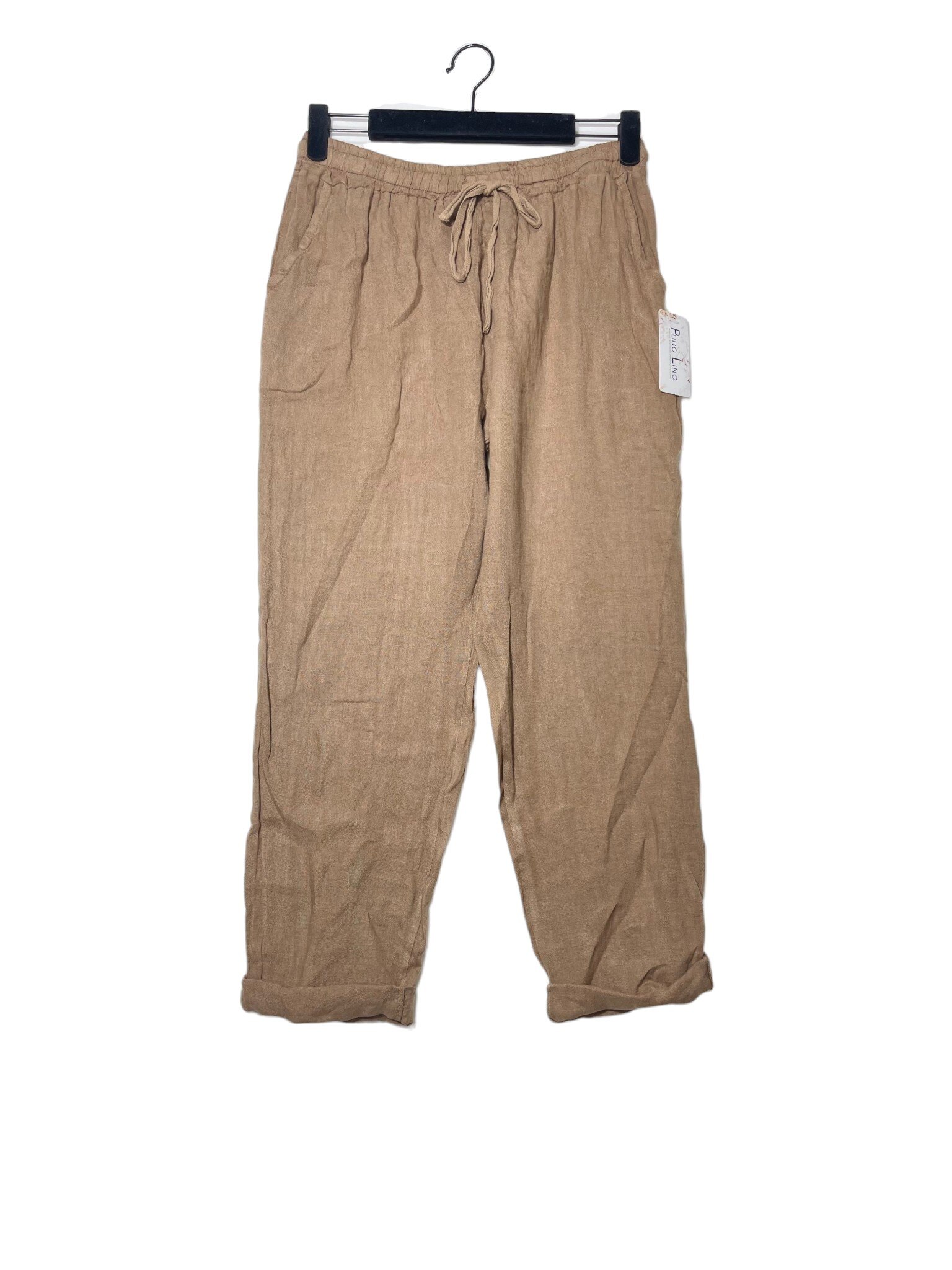 Grossista Elegance - Pantalone regular con coulisse in puro lino (vestibilità fino a 50)
