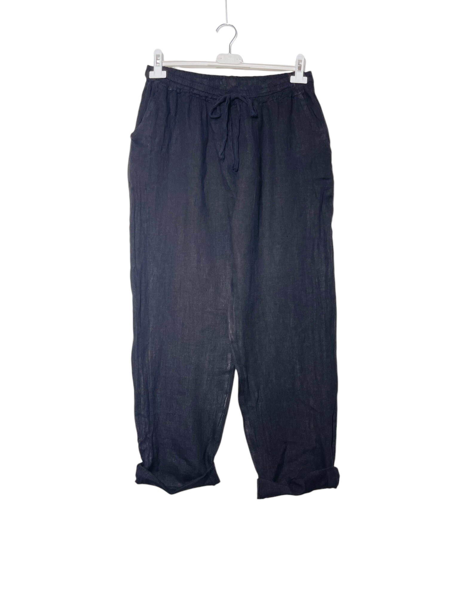 Wholesaler Elegance - Regular fit trousers with drawstring in pure linen (fits up to size 50)