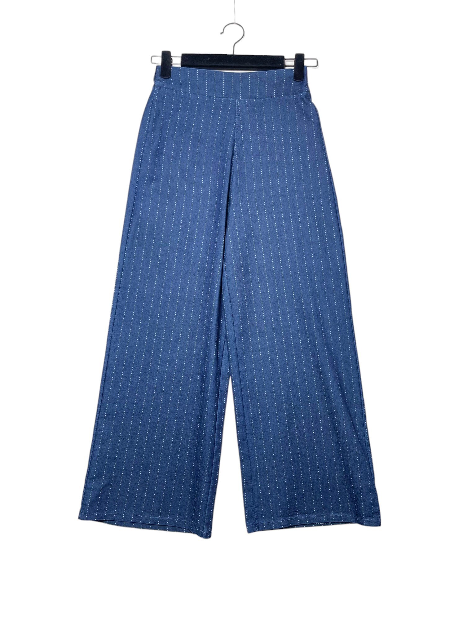 Wholesaler Elegance - Striped chambray palazzo jeans