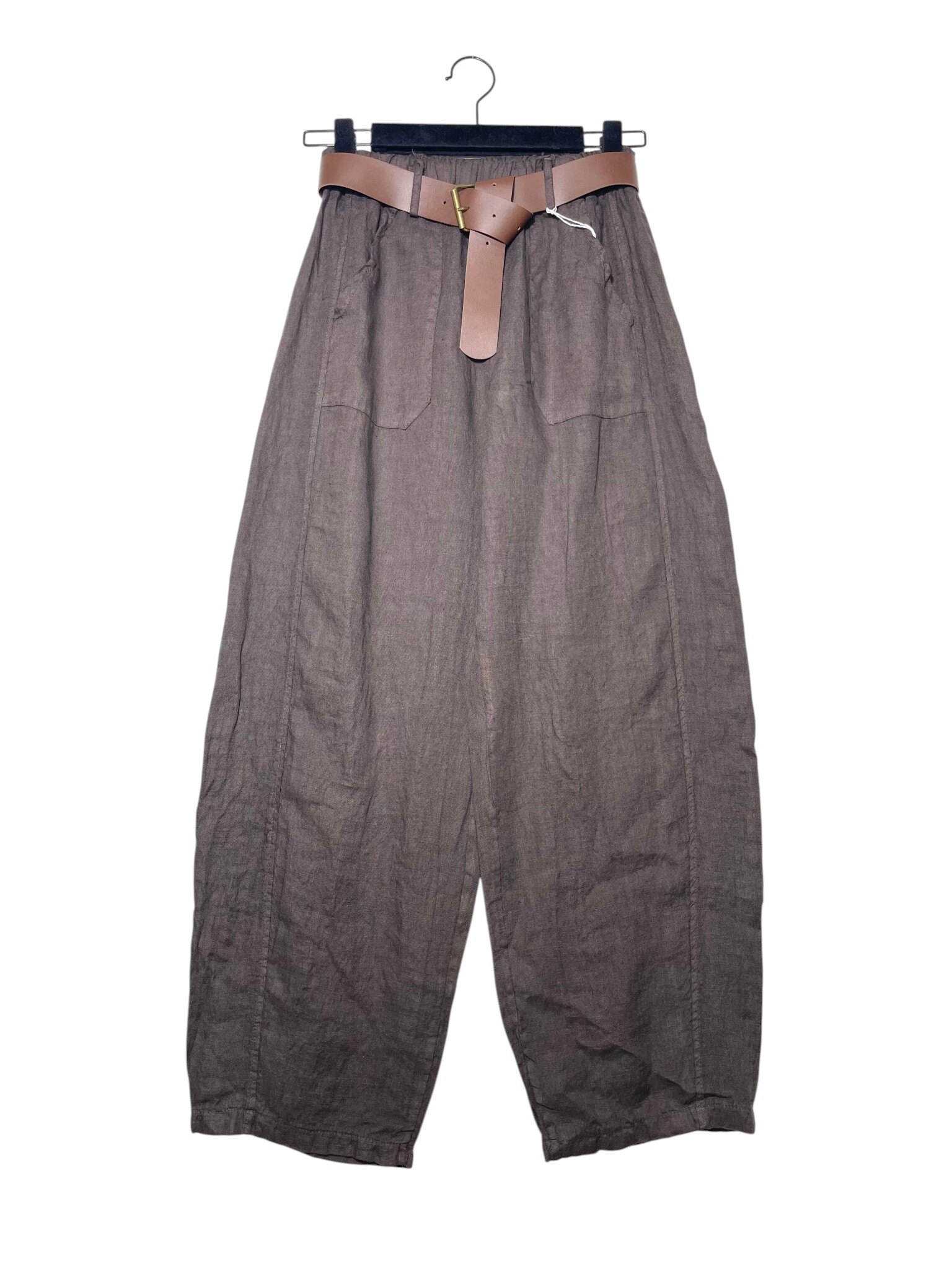 Wholesaler Elegance - Baggy fit trousers with cargo pockets in pure linen