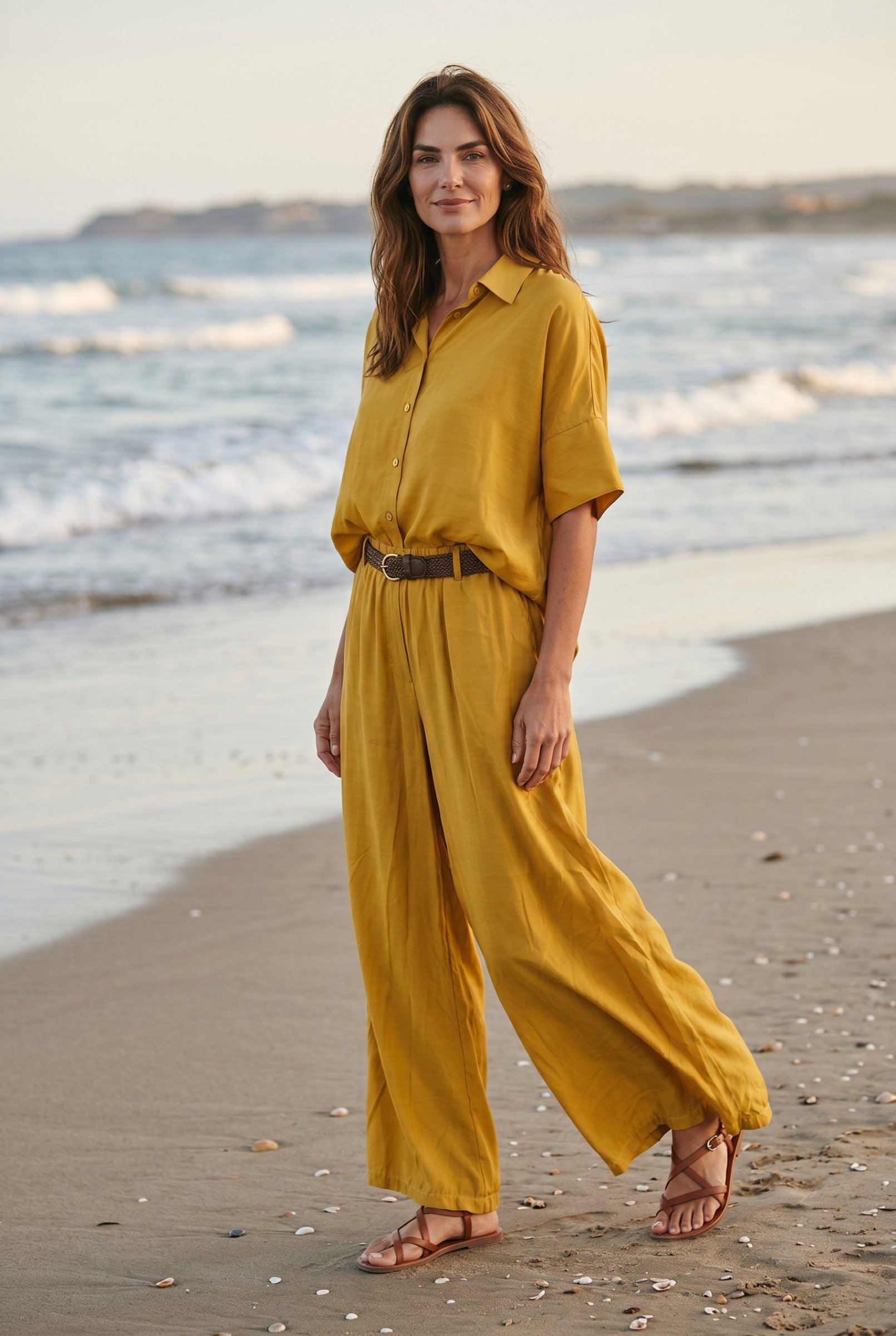 Mayorista Elegance - Pantalón palazzo de tencel, forrado por dentro