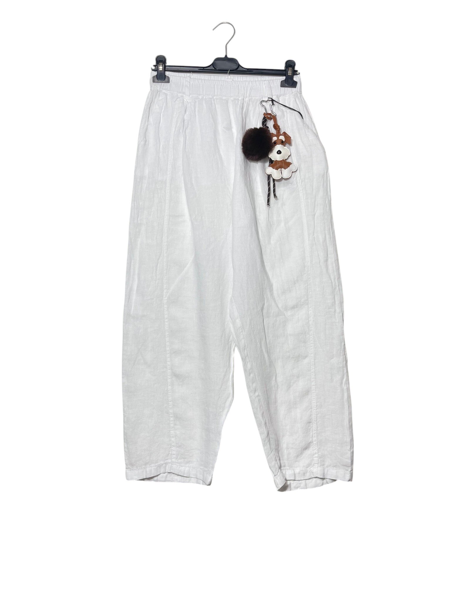 Mayorista Elegance - Pantalón de lino puro de corte holgado con accesorio