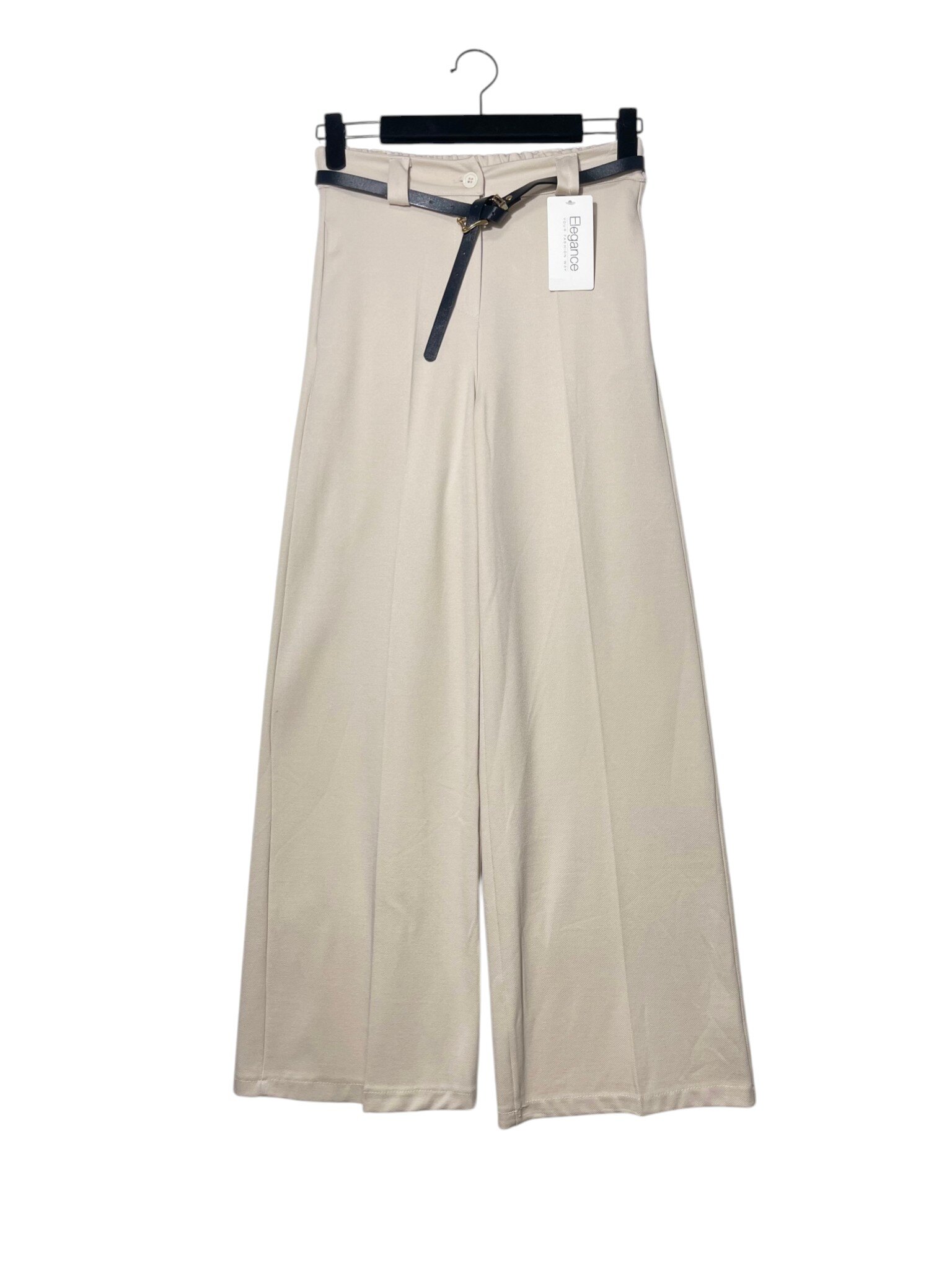 Grossista Elegance - Pantalone a costine fini elasticizzato a palazzo, tasche laterali ed elastico dietro