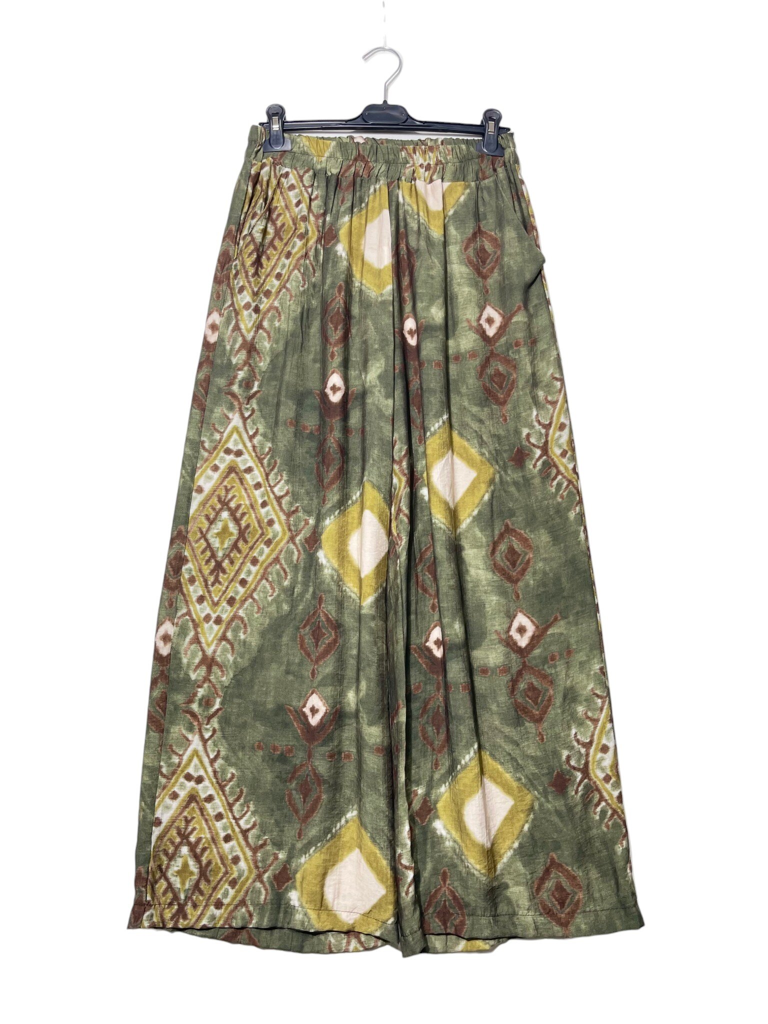 Mayorista Elegance - Pantalón palazzo de pura viscosa, cintura elástica con bolsillos laterales