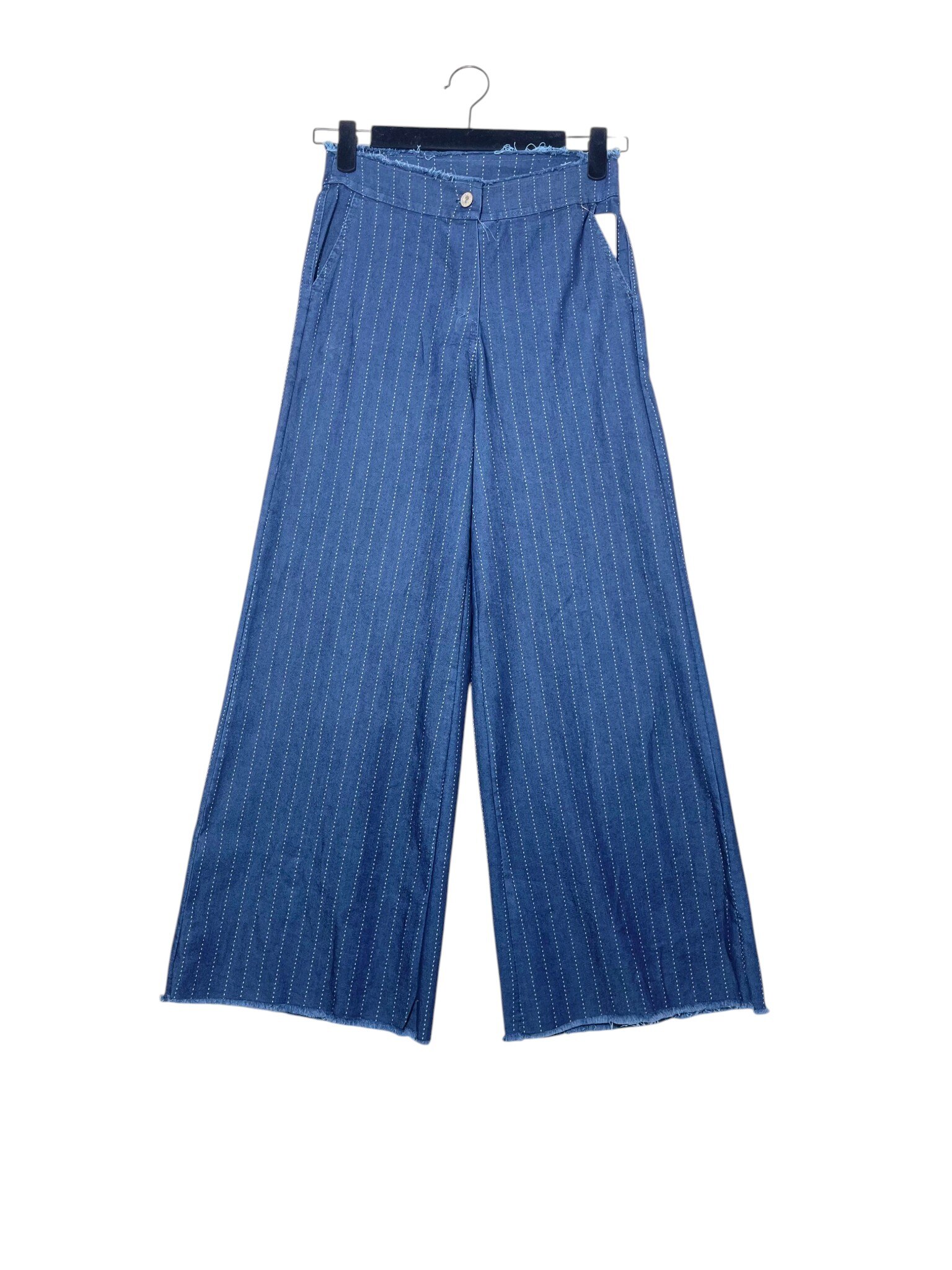 Wholesaler Elegance - Chambray palazzo jeans with pinstripes