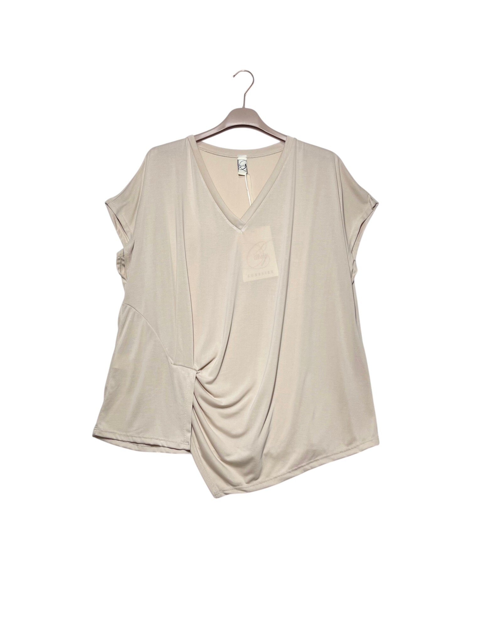 Mayorista Elegance - Jersey talla grande con cuello en V y nudo lateral