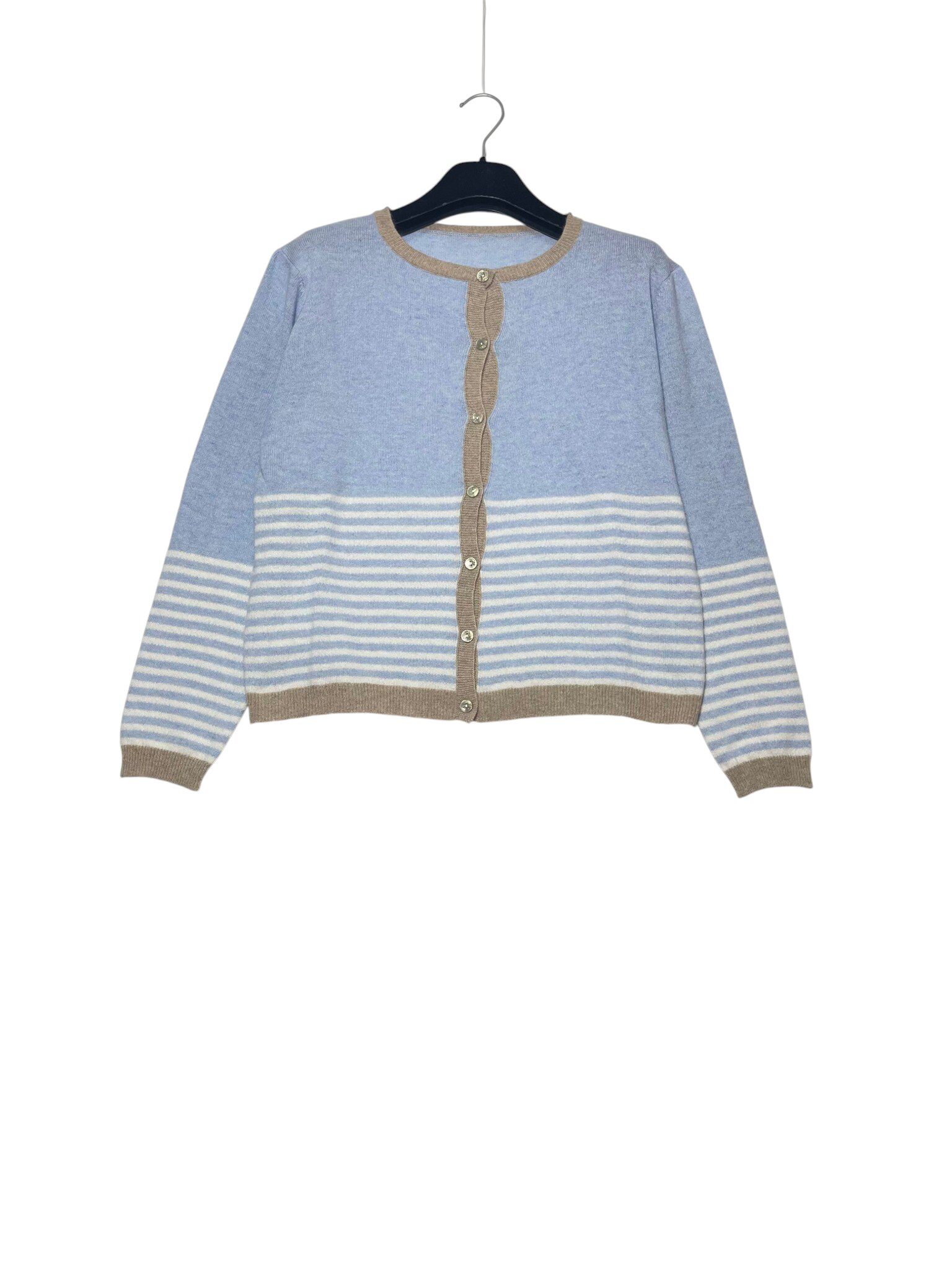 Grossiste Elegance - Cardigan en mélange de cachemire à rayures