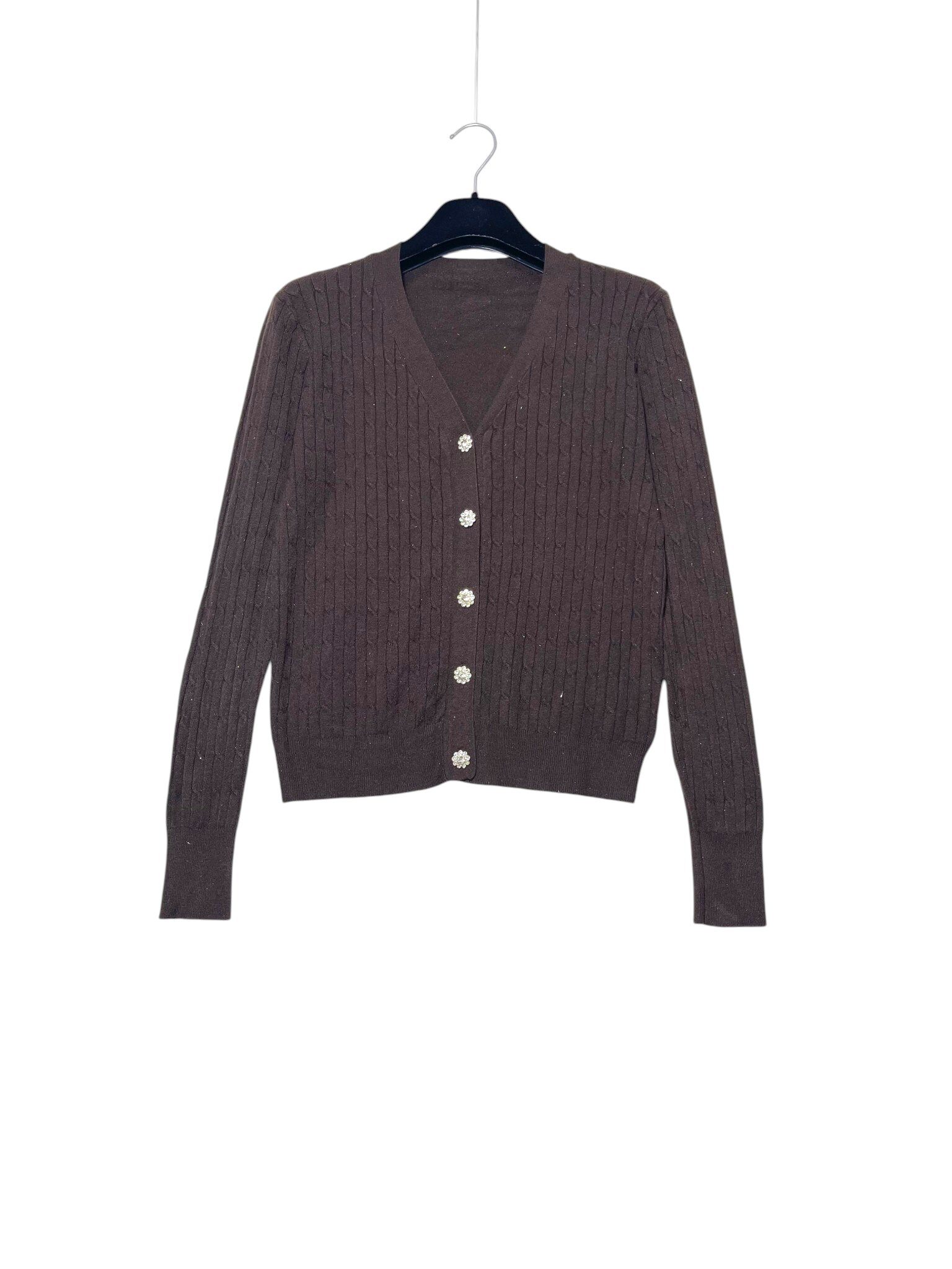 Wholesaler Elegance - Cable knit cardigan with rhinestone buttons