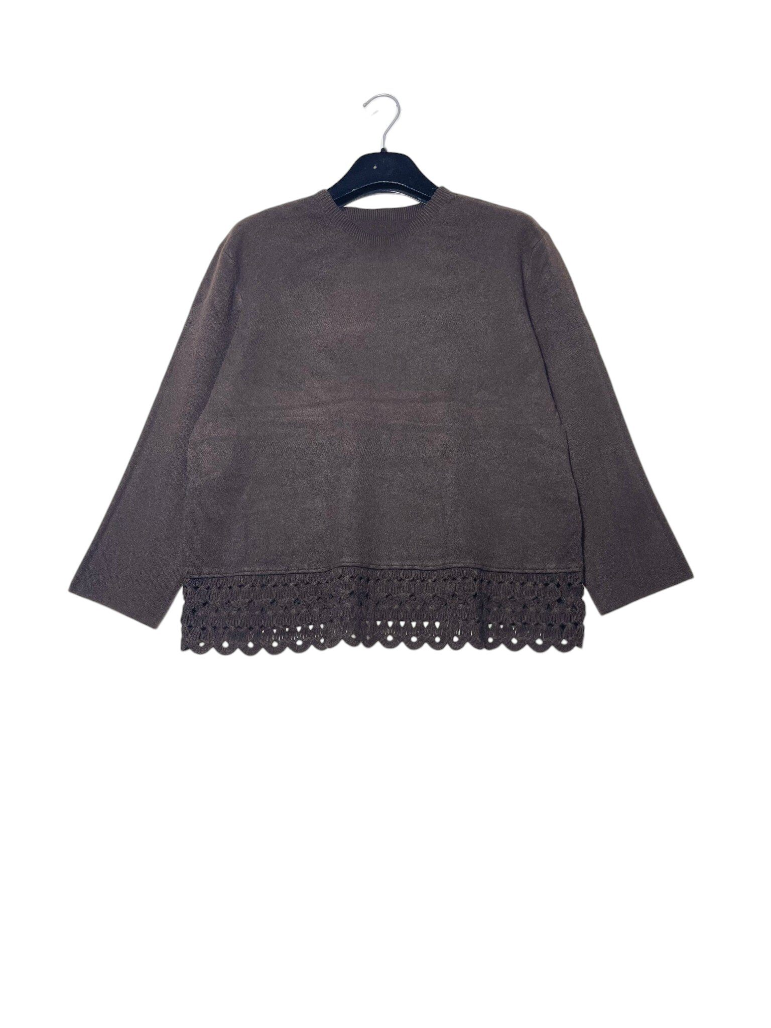 Wholesaler Elegance - Wool blend sweater with broderie anglaise inserts at the bottom