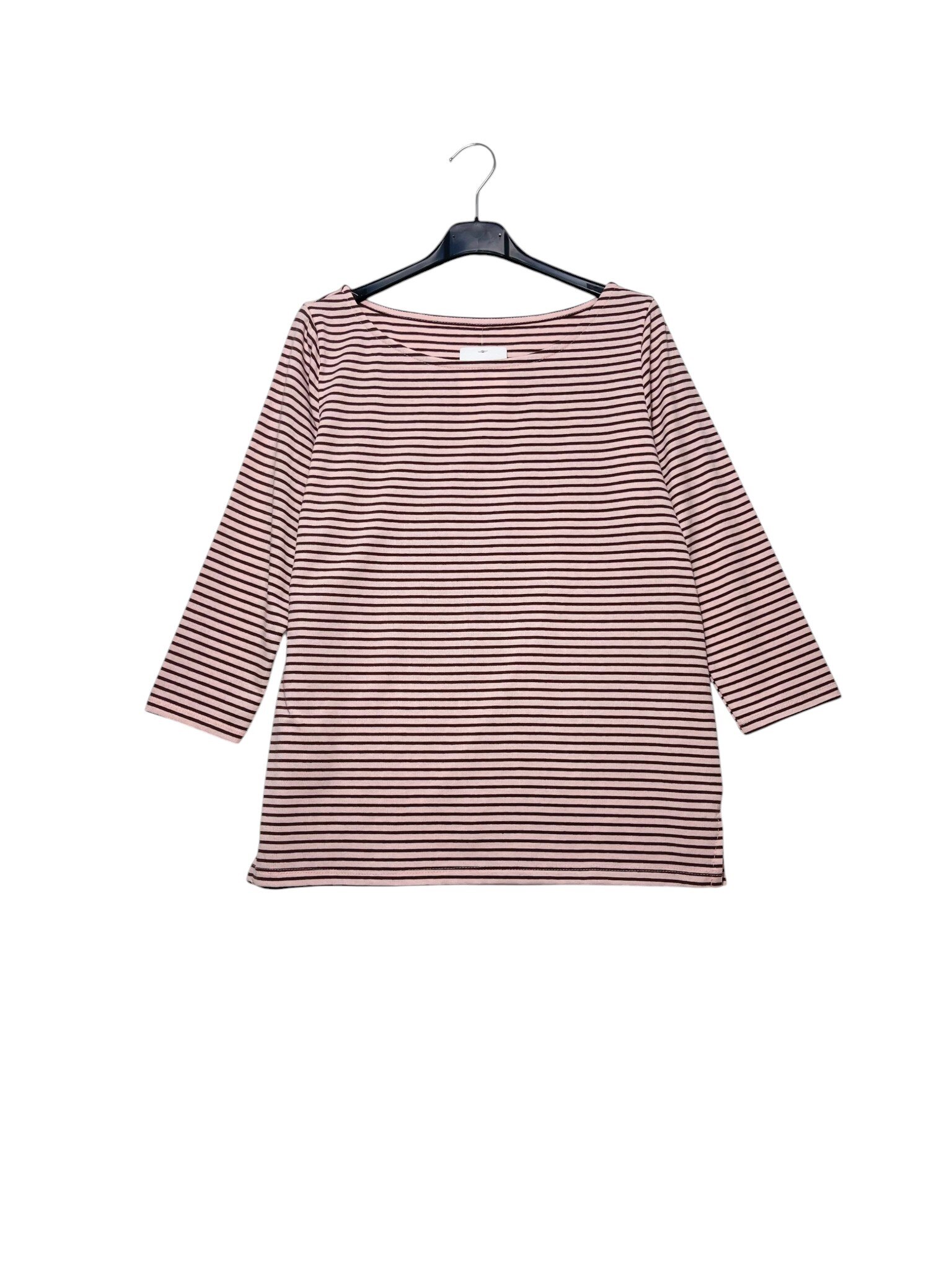 Wholesaler Elegance - Striped wide-neck t-shirt, slightly 3/4 sleeves with side slit