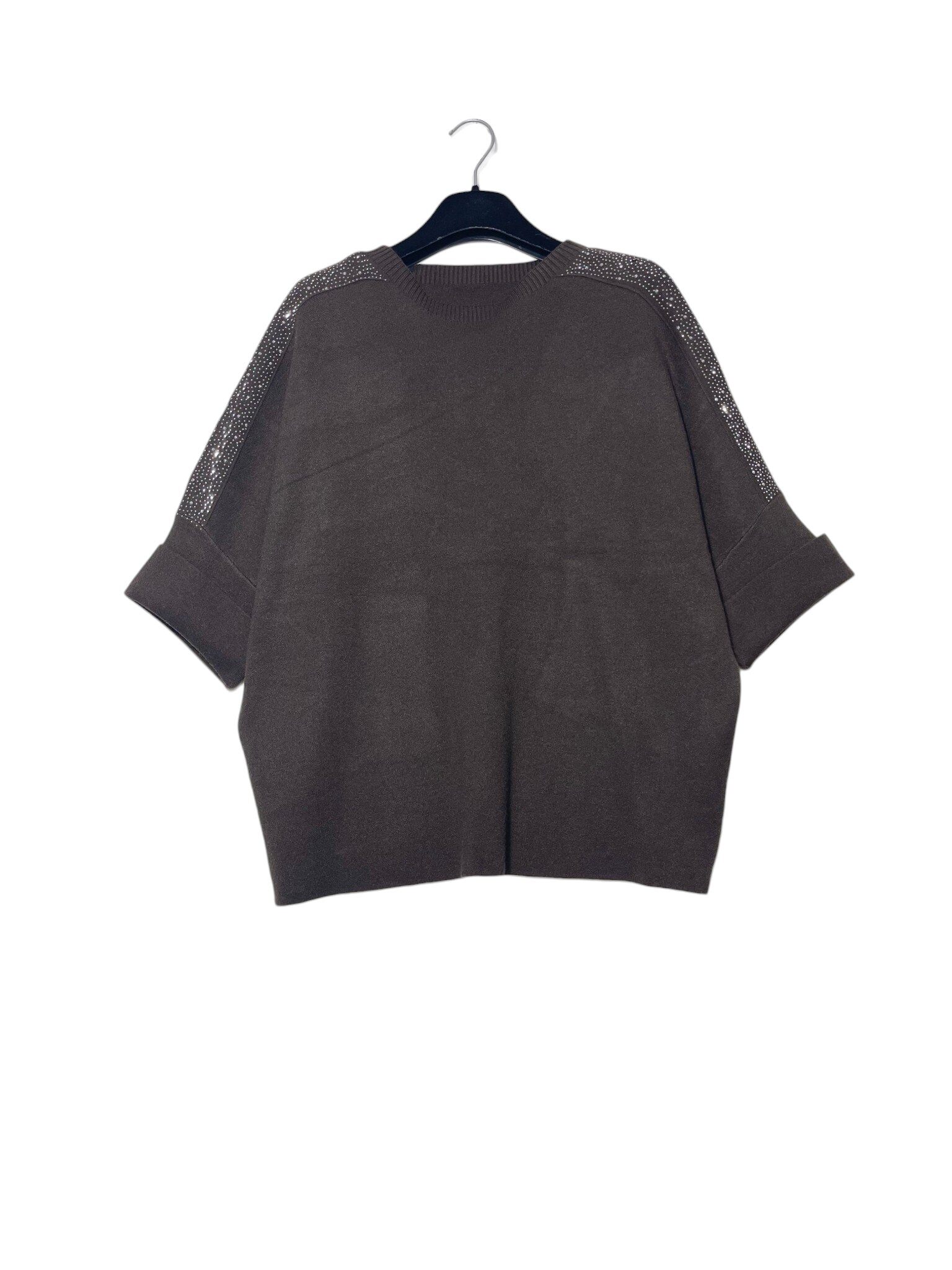 Wholesaler Elegance - Oversized wool blend sweater with sequins on the sleeves