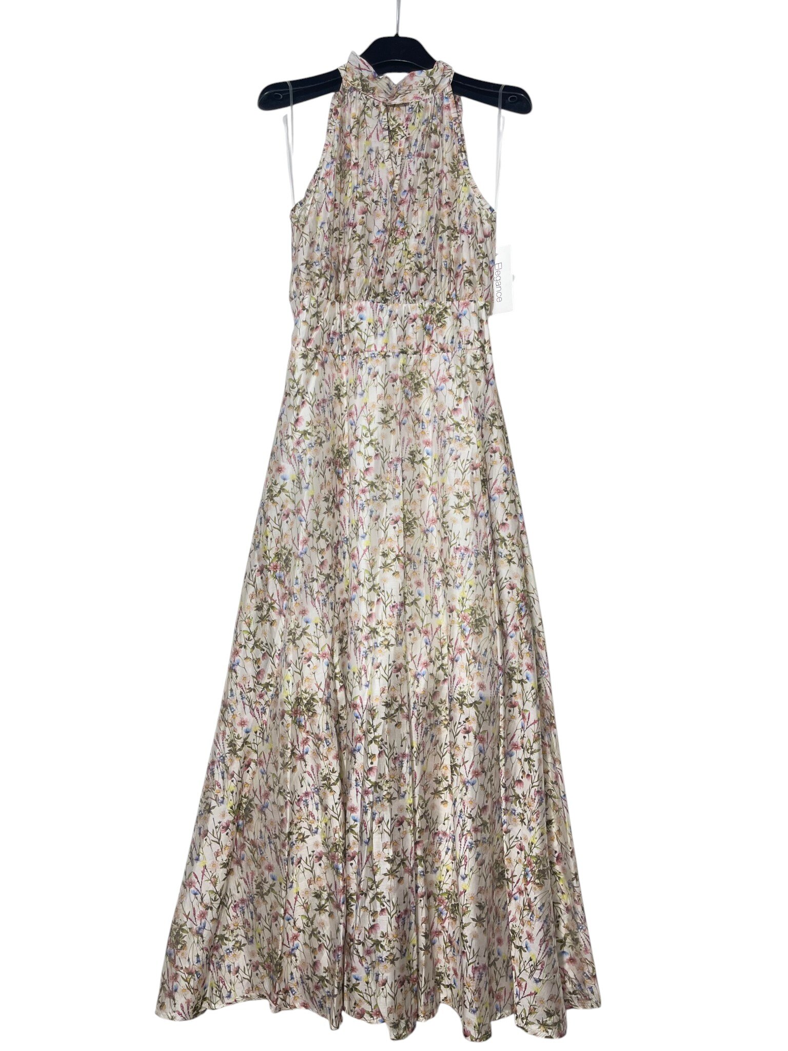 Mayorista Elegance - Vestido largo con escote halter y estampado floral