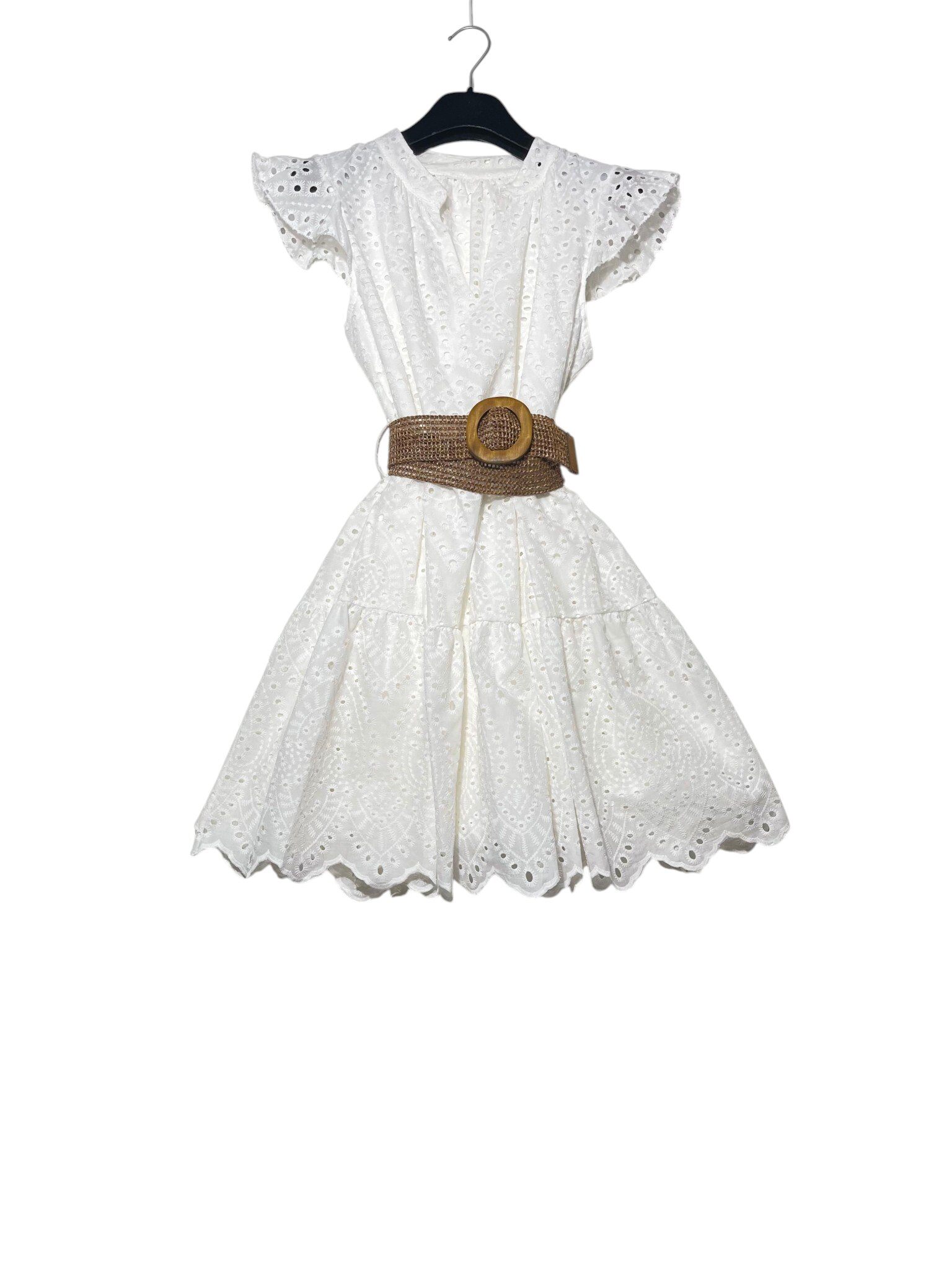 Wholesaler Elegance - Short eyelet dress with V-neck