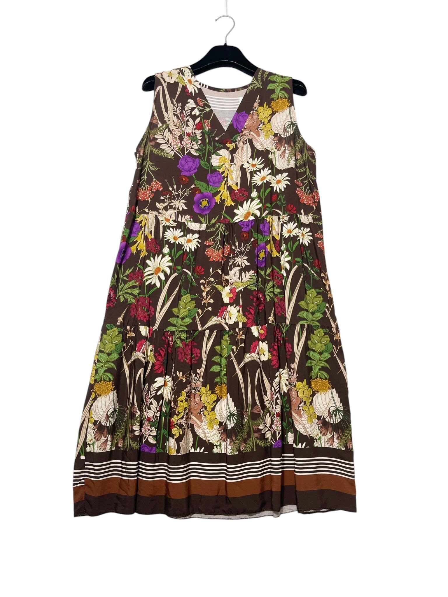 Grossista Elegance - Abito scollo v con balze e stampa fiore