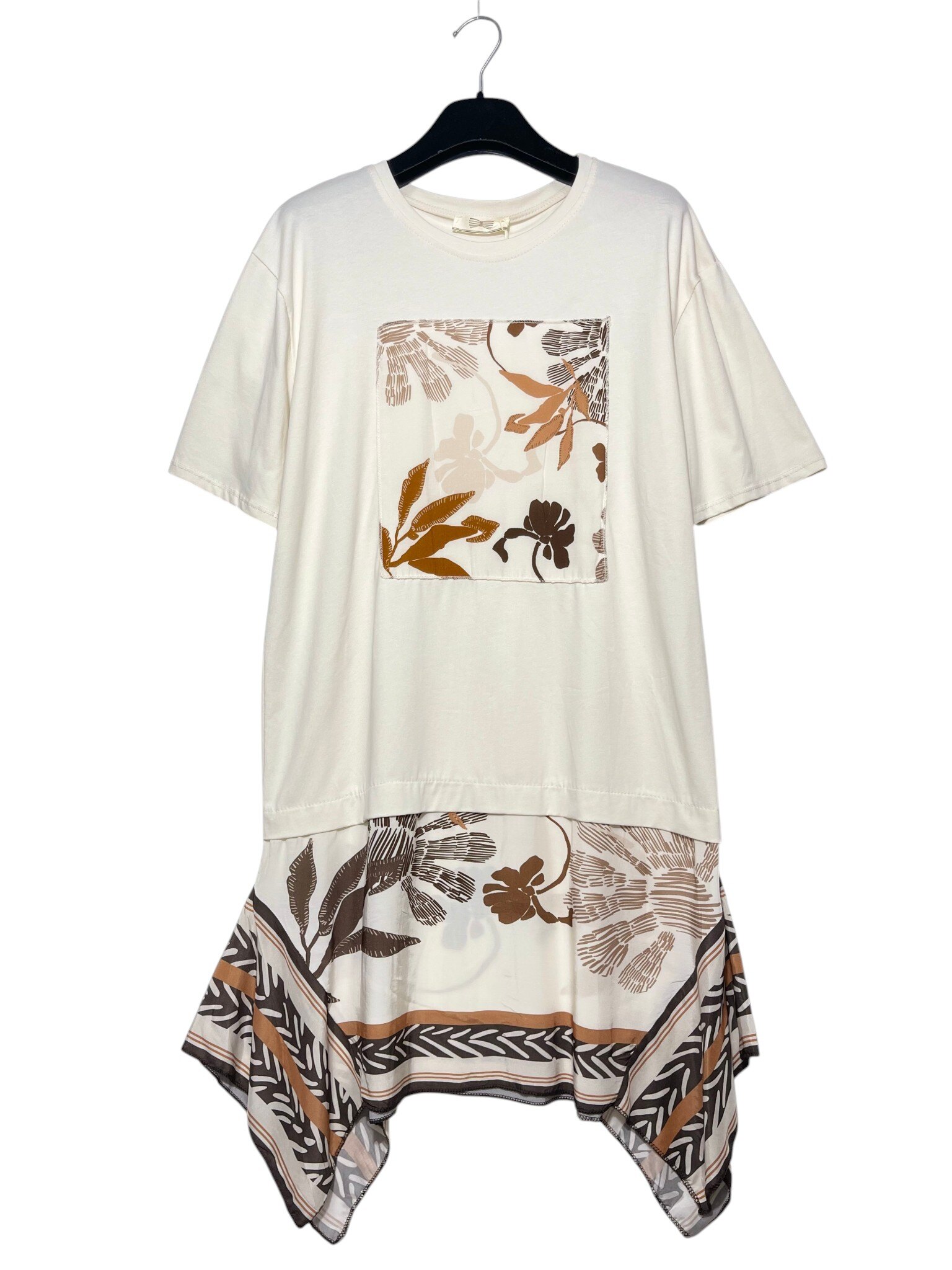 Wholesaler Elegance - Short-sleeve dress with front print and themed bottom insert