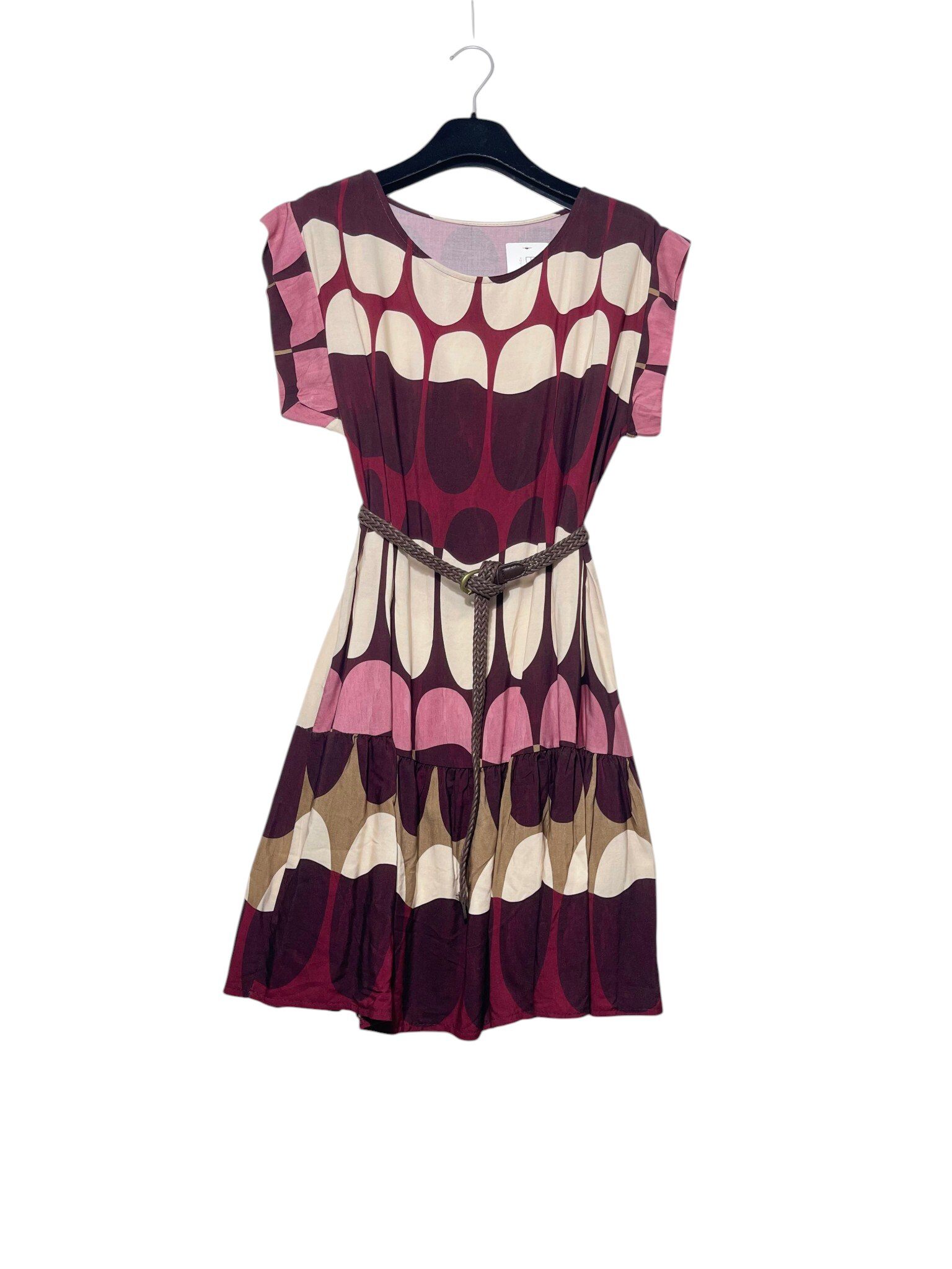 Wholesaler Elegance - Sleeveless short dress with ruffles, geometric print