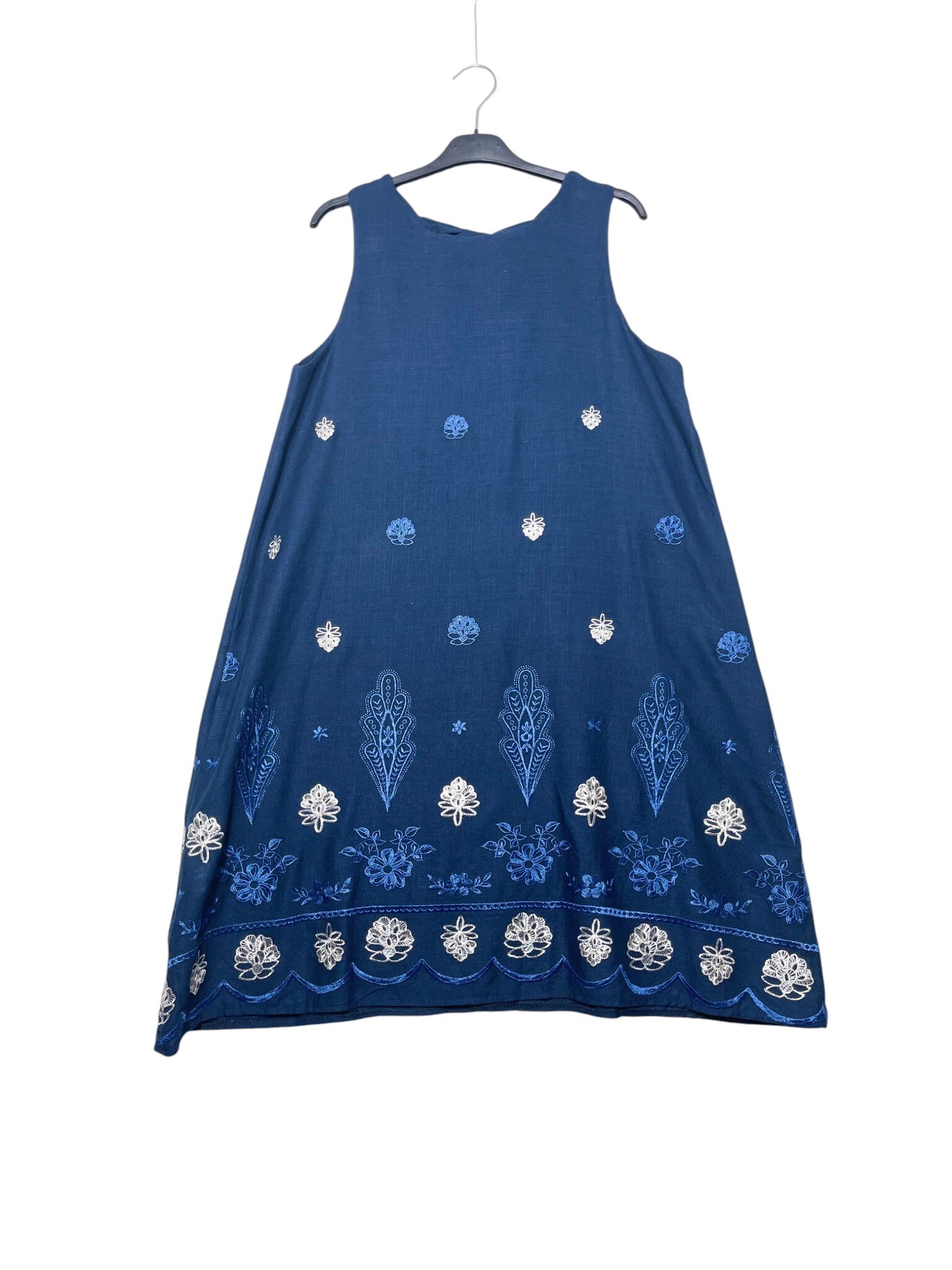 Mayorista Elegance - Vestido sin mangas de mezcla de lino con bordados, lazo en la espalda
