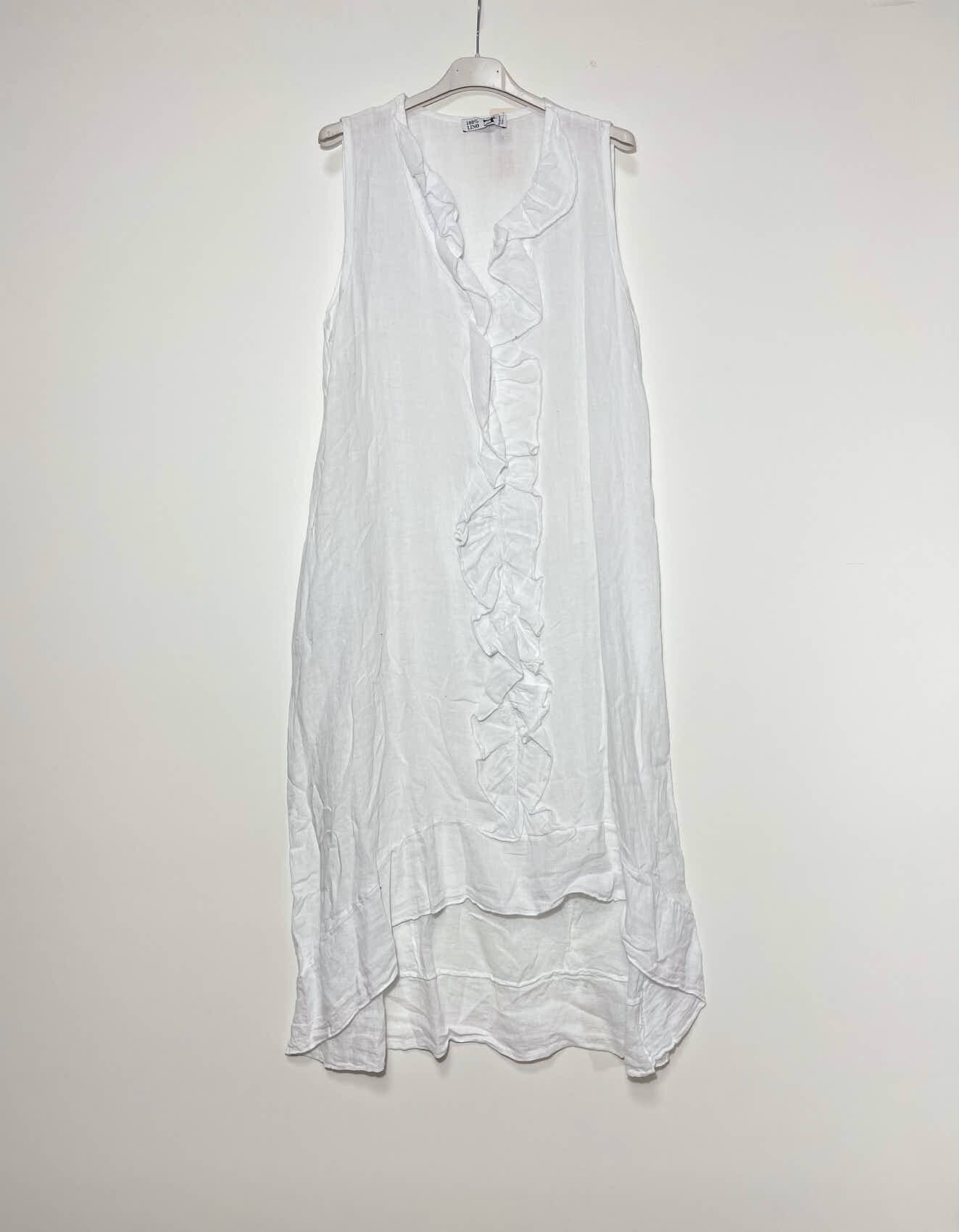 Mayorista Elegance - Vestido sin mangas de lino con escote en V y rojo