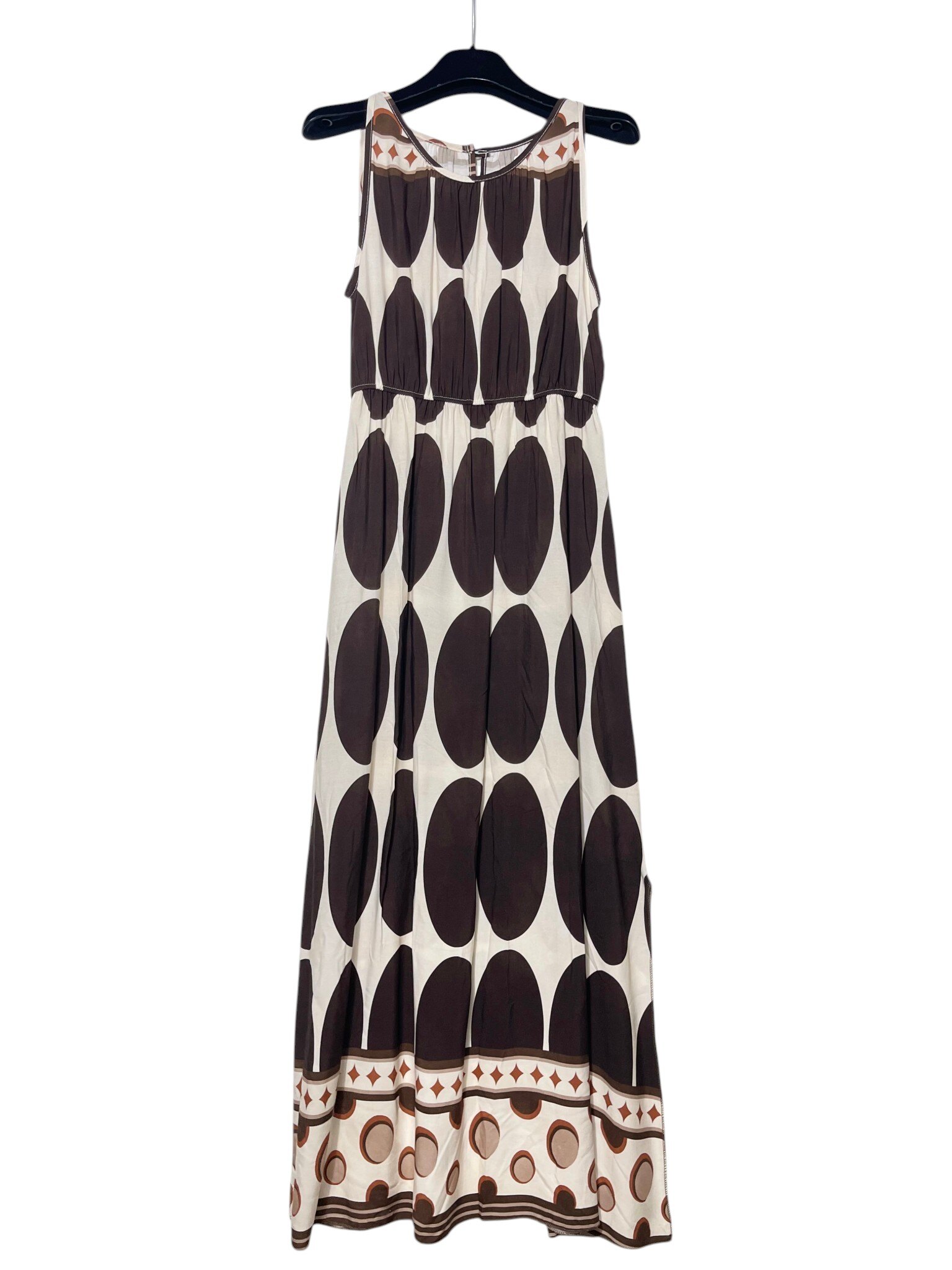 Grossiste Elegance - Robe sans manches avec élastique à la taille imprimé géométrique