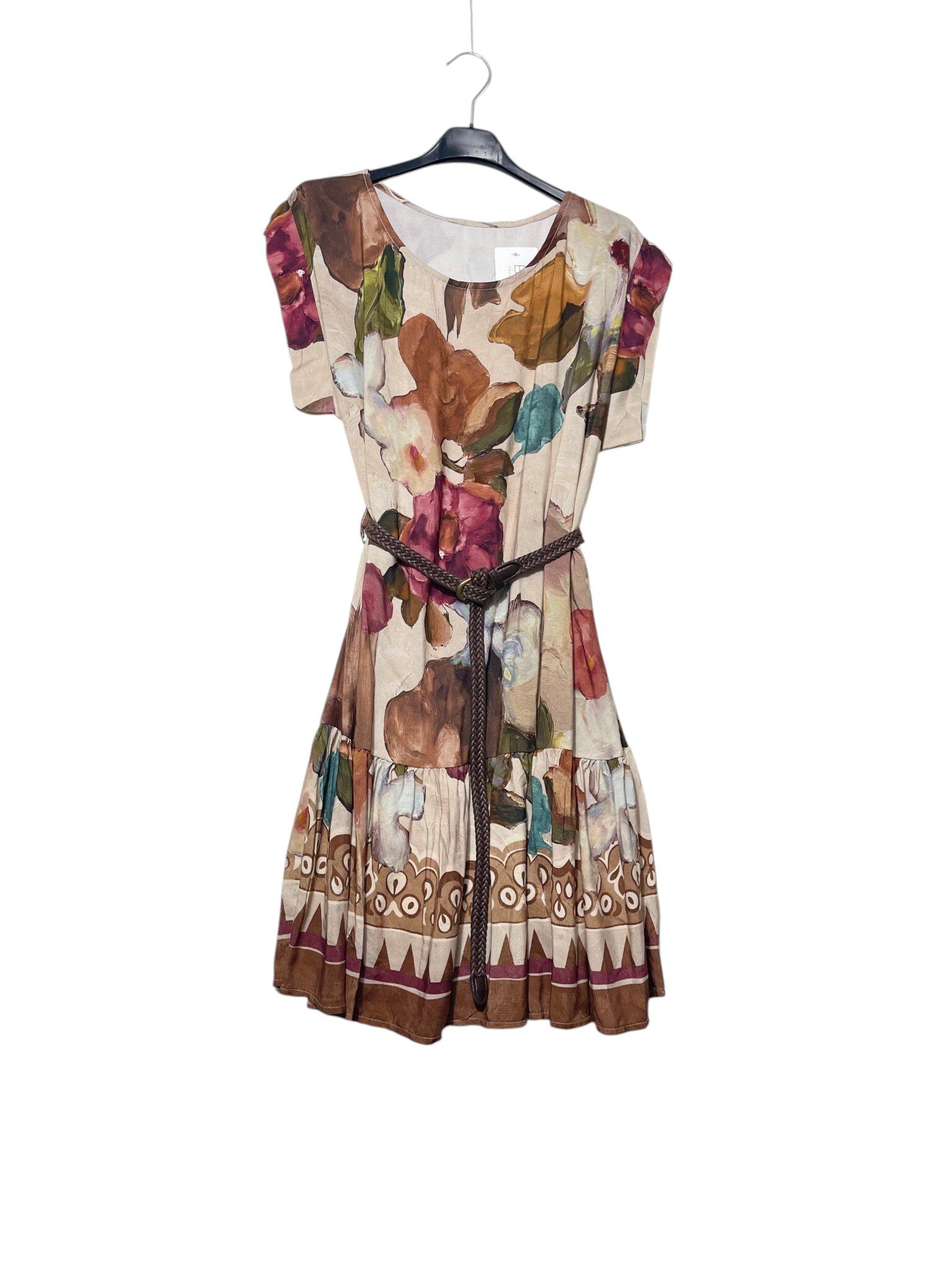 Mayorista Elegance - Vestido corto sin mangas con volantes, estampado floral