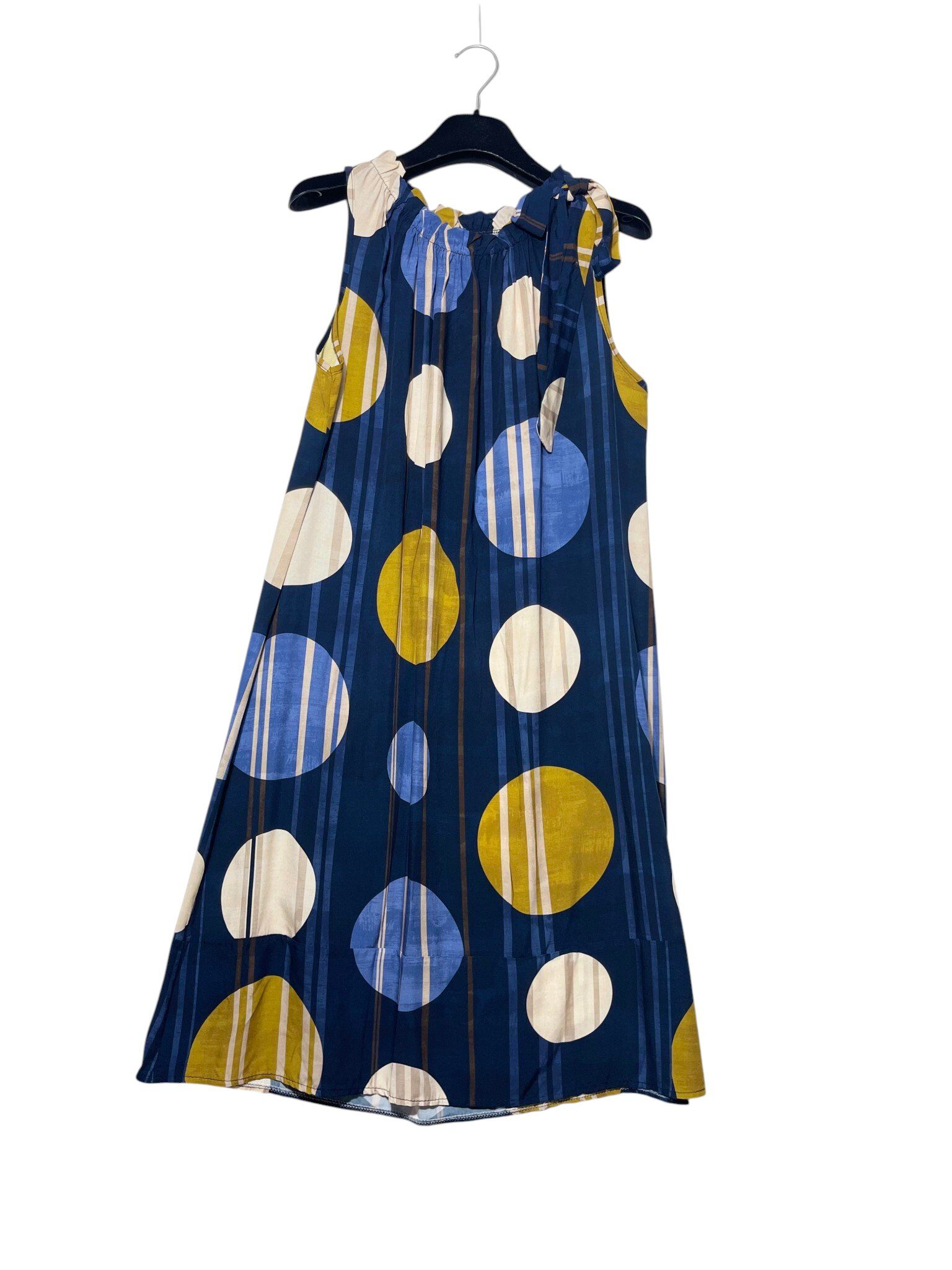 Wholesaler Elegance - Sleeveless dress with elastic neckline and bow, polka dot print