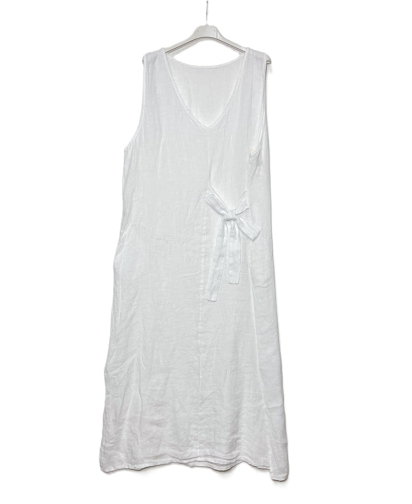 Wholesaler Elegance - Long linen dress with V-neck and side bow