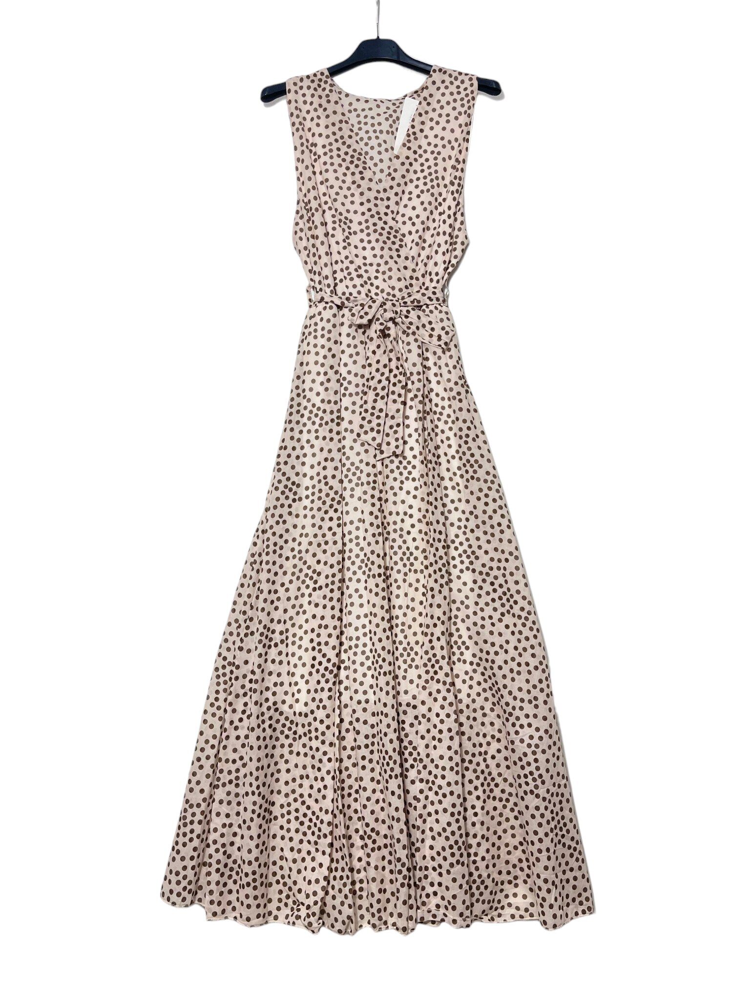 Großhändler Elegance - Langes Wickelkleid mit gepunktetem Gürtel