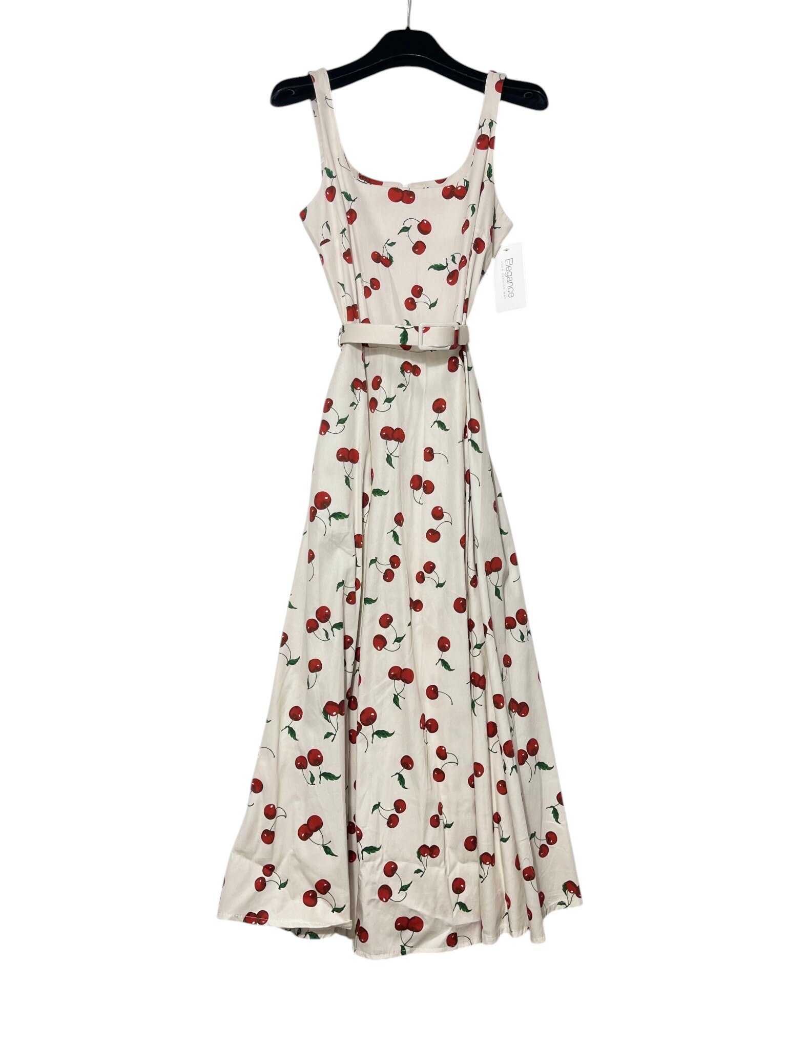 Wholesaler Elegance - Fitted dress with straps and back zipper cherry print