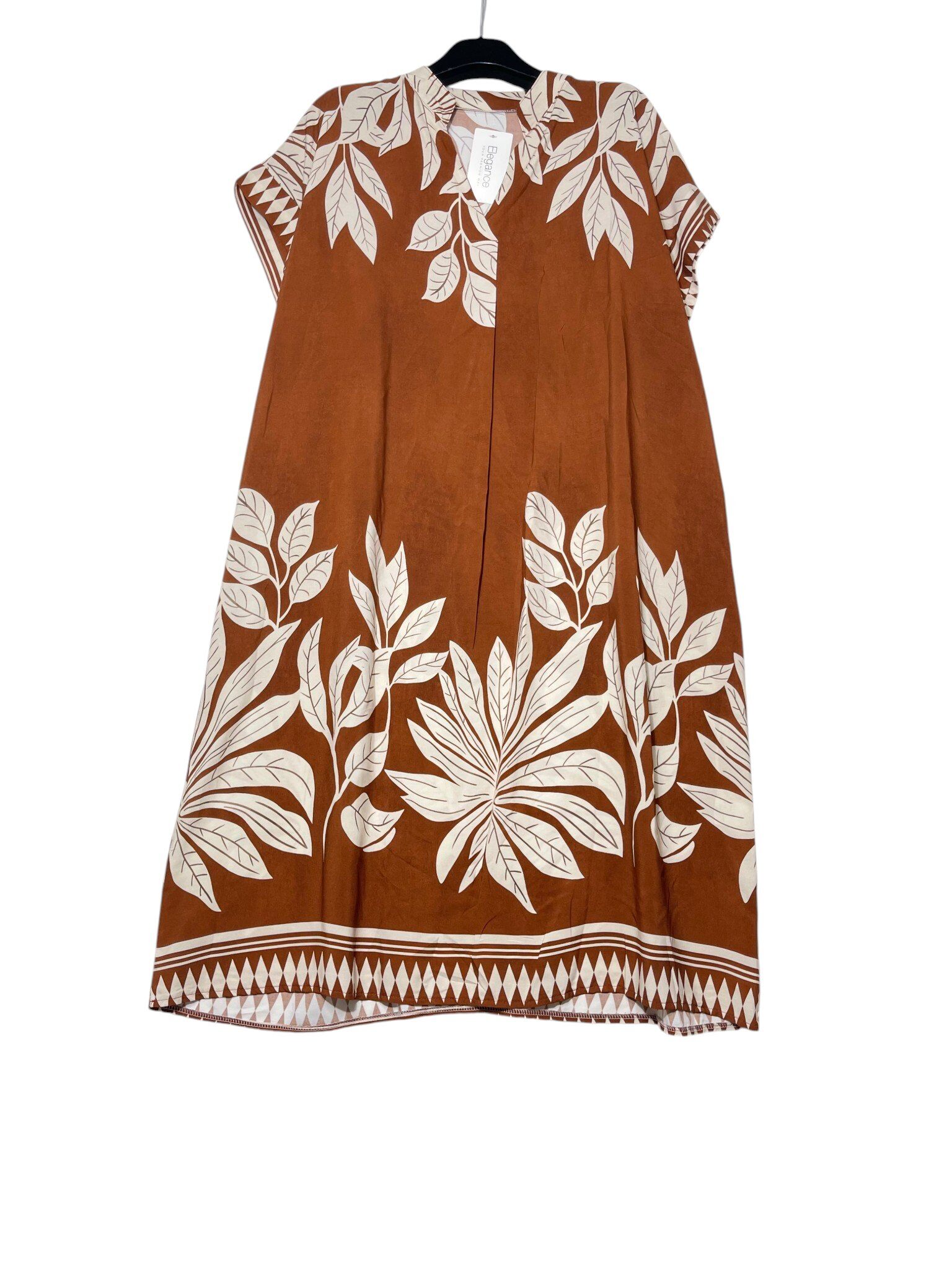 Grossista Elegance - Abito lungo scollo v con stampa