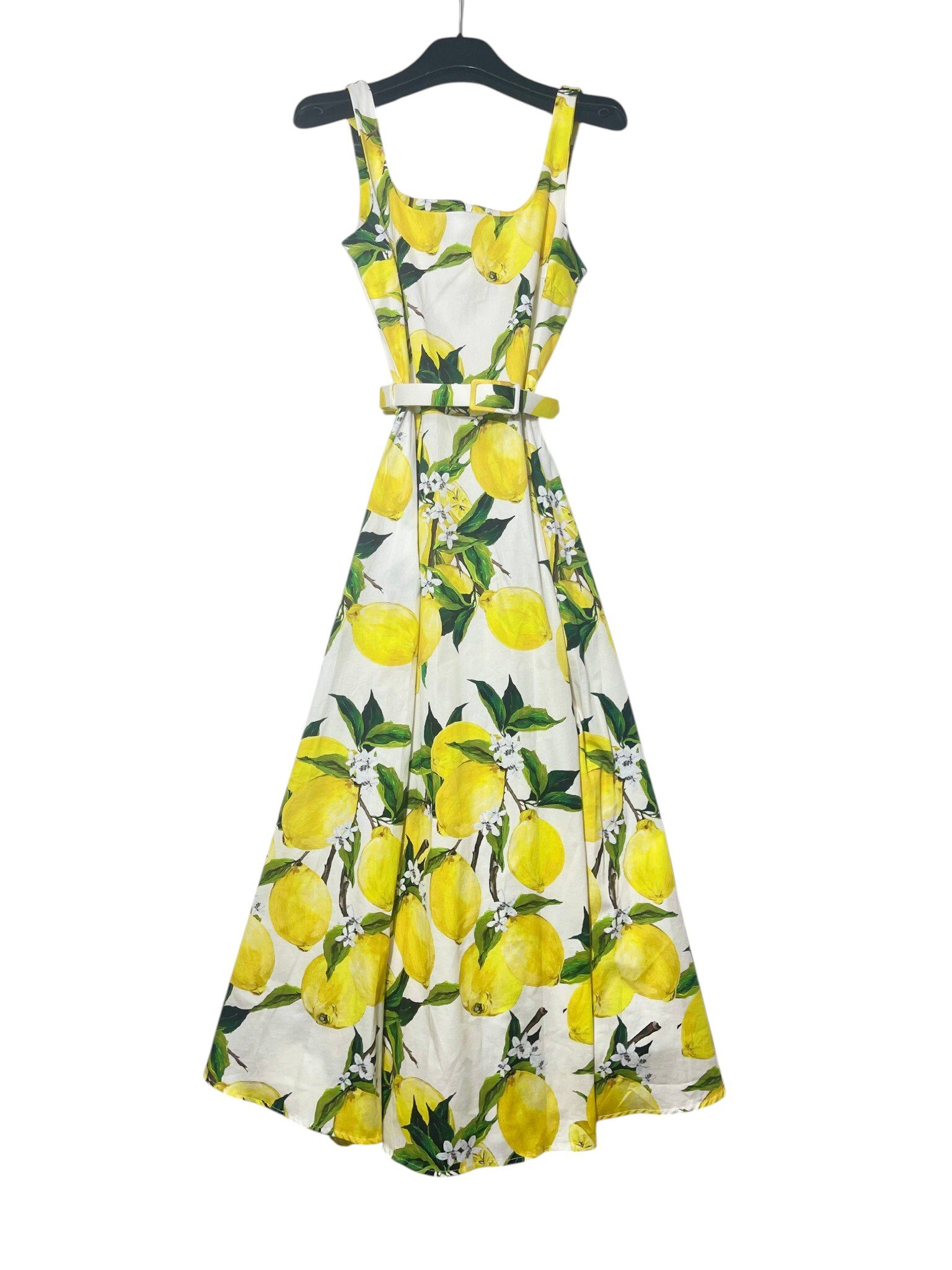 Wholesaler Elegance - Fitted dress with straps and back zipper lemon print