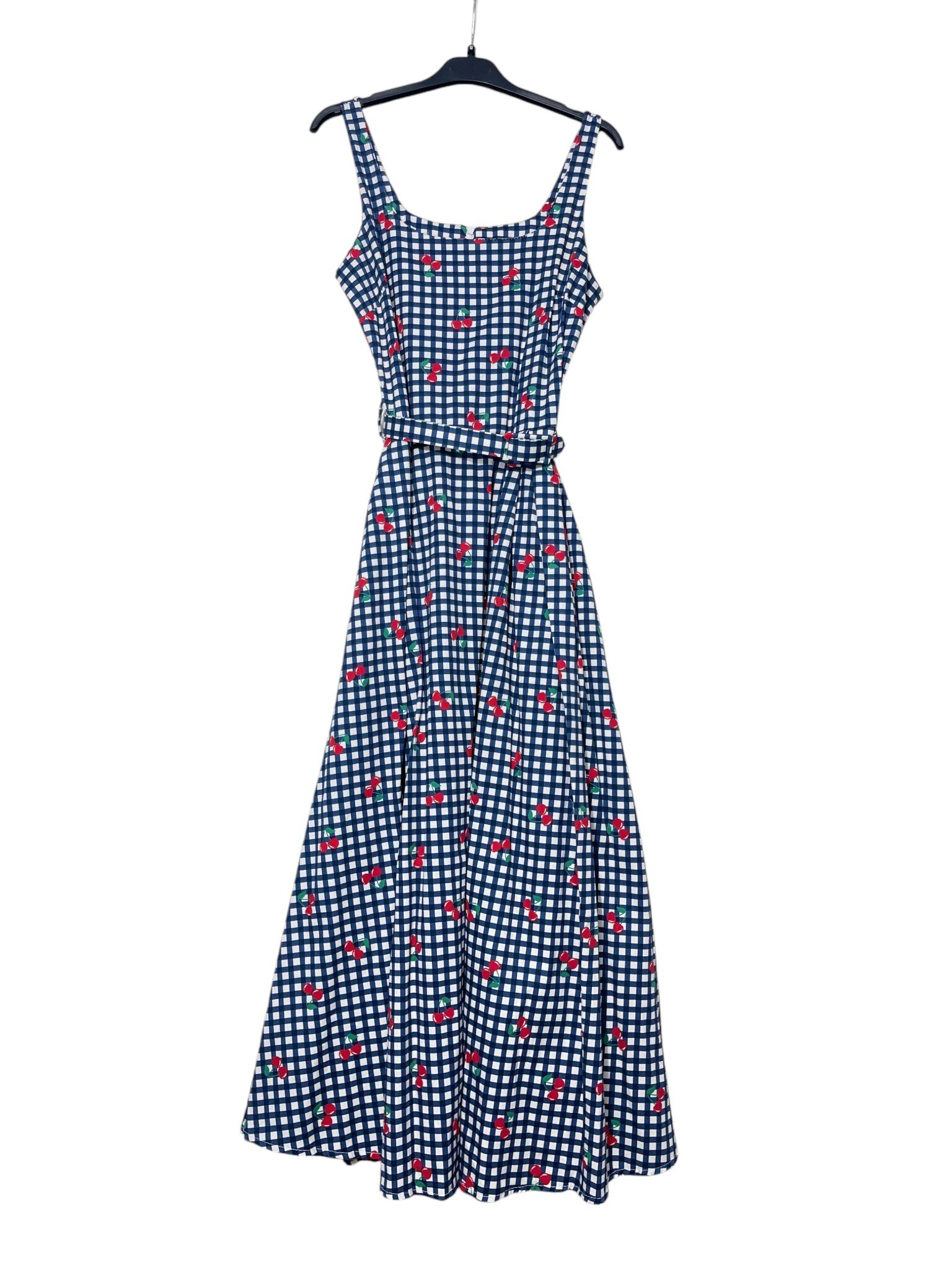 Wholesaler Elegance - Fitted dress with straps and back zipper, cherry check print