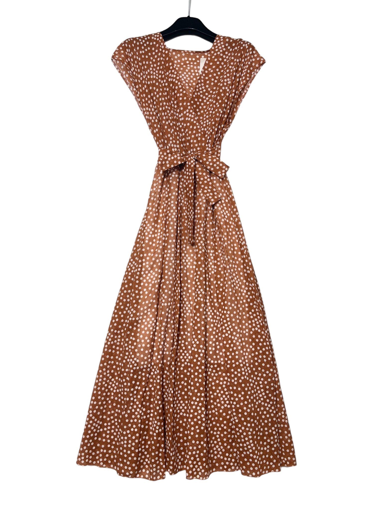 Wholesaler Elegance - Long wrap dress with polka dot belt