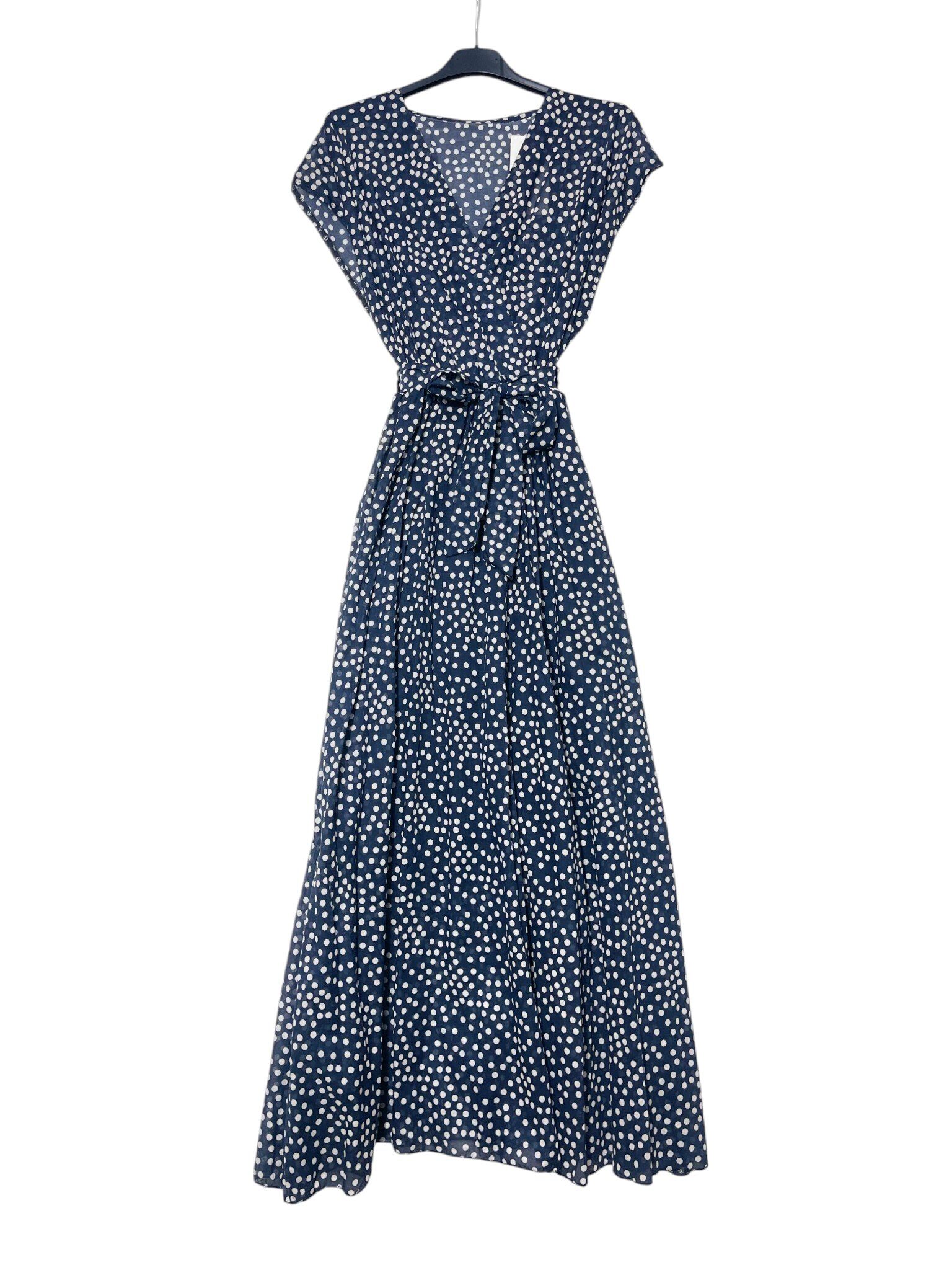 Großhändler Elegance - Langes Wickelkleid mit gepunktetem Gürtel