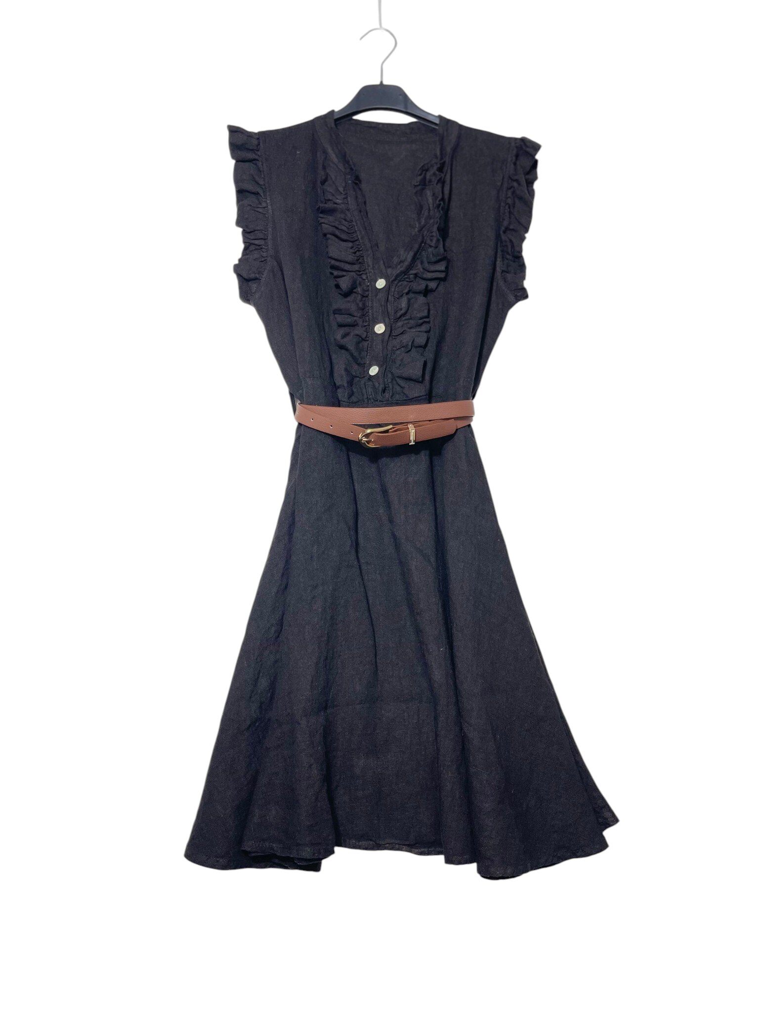 Wholesaler Elegance - Pure linen dress with ruffles