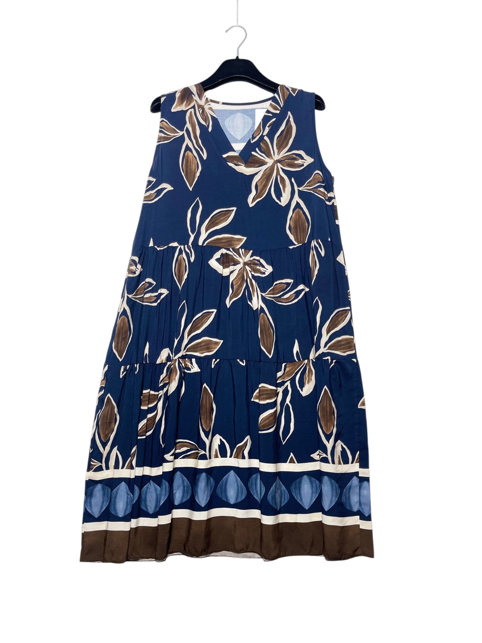 Grossista Elegance - Abito scollo v con balze e stampa fiore