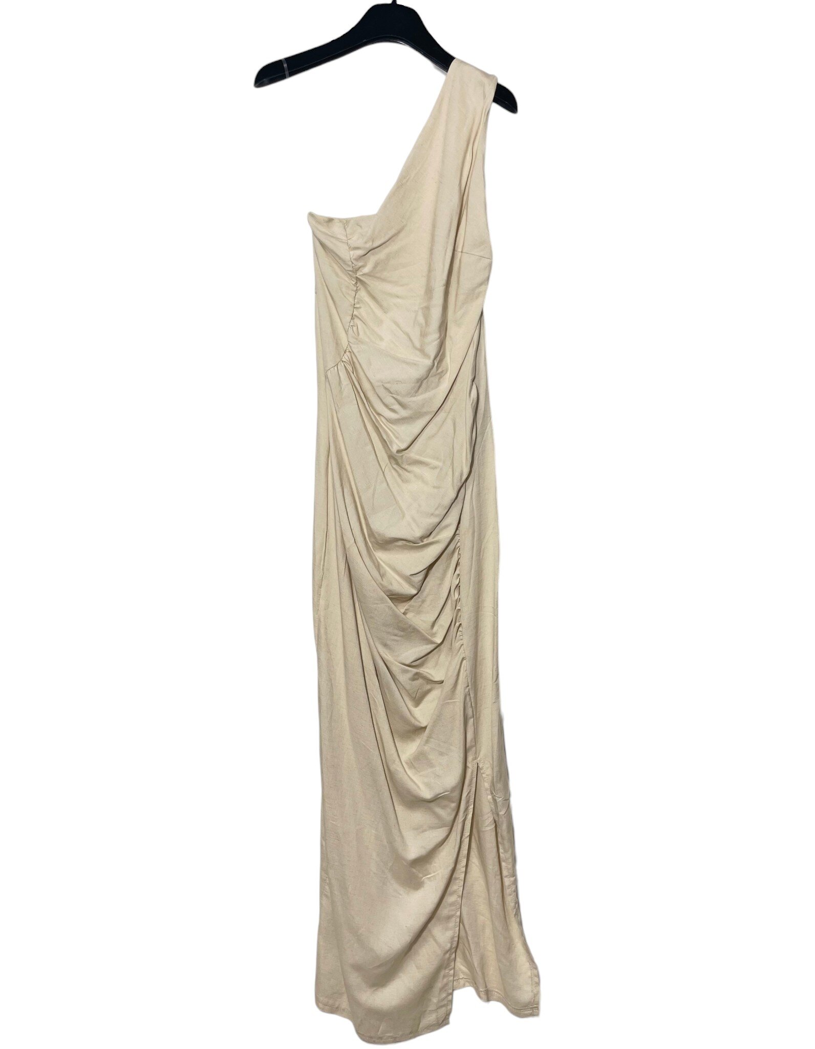 Mayorista Elegance - Vestido de un solo hombro de mezcla de lino, con cremallera trasera