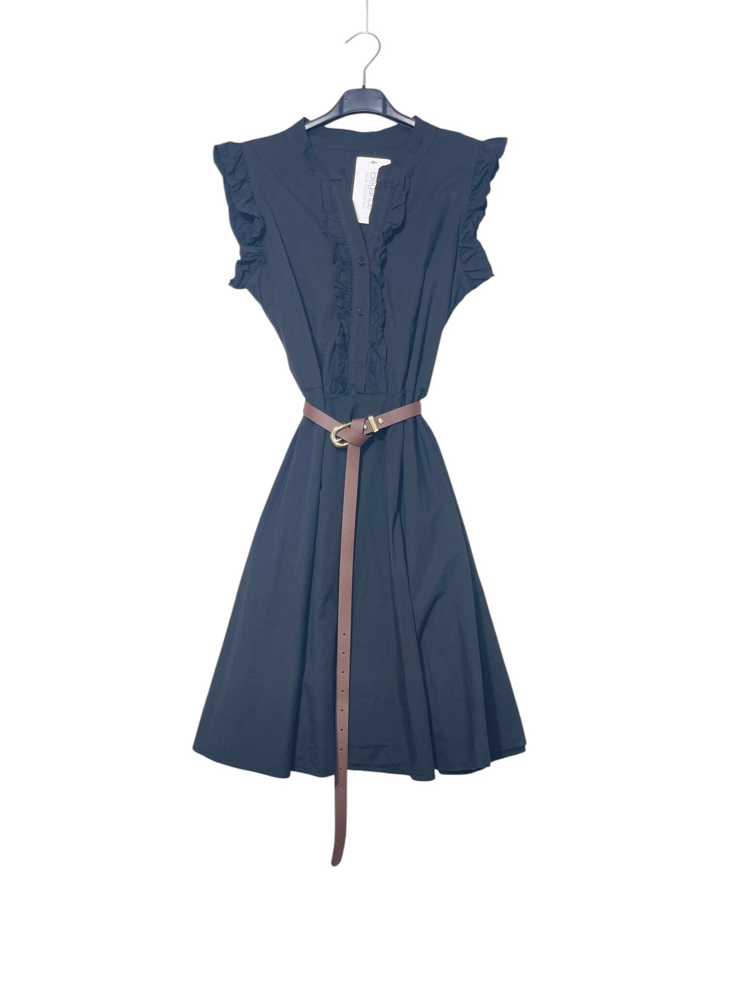 Wholesaler Elegance - Short dress with buttons and ruffle inserts