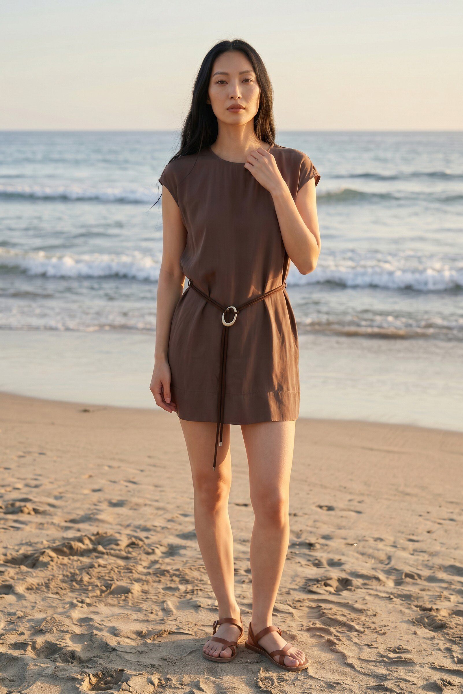 Wholesaler Elegance - Modal blend dress with waist belt