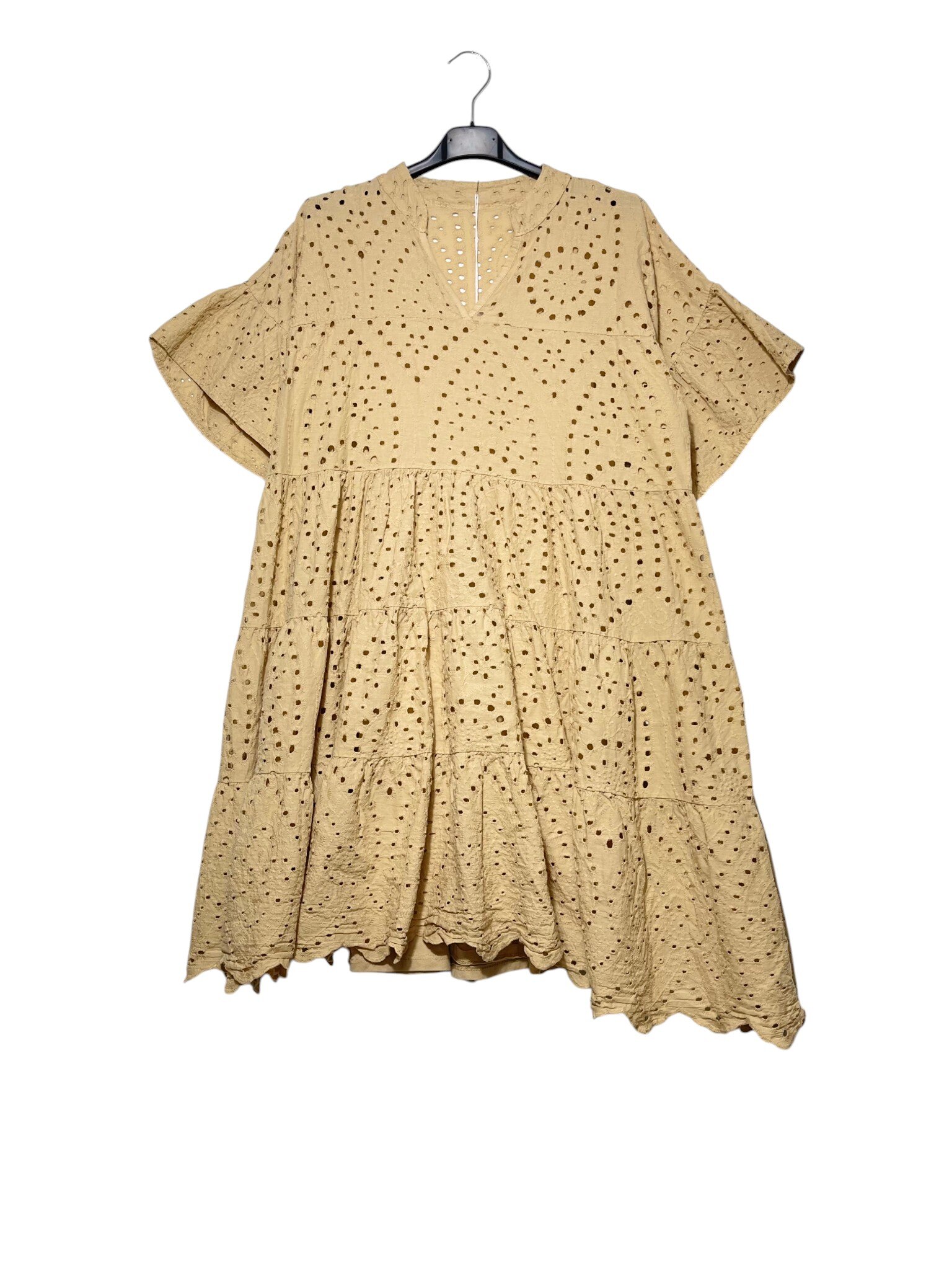 Wholesaler Elegance - Eyelet dress with ruffled sleeves, lined inside