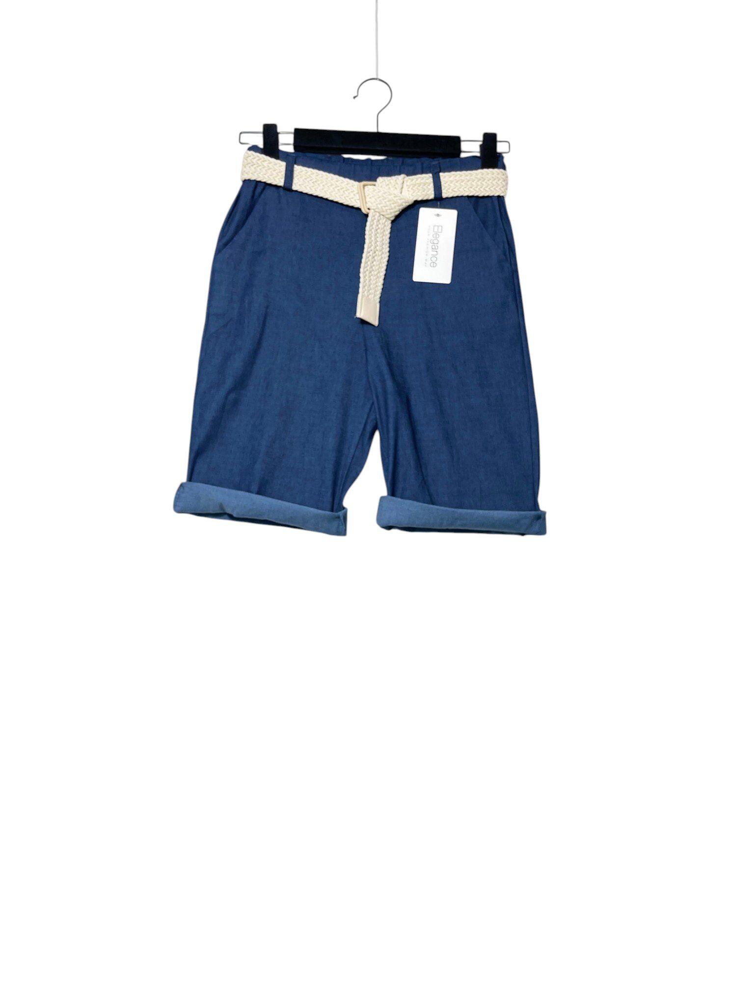 Wholesaler Elegance - Chambray shorts with crochet belt