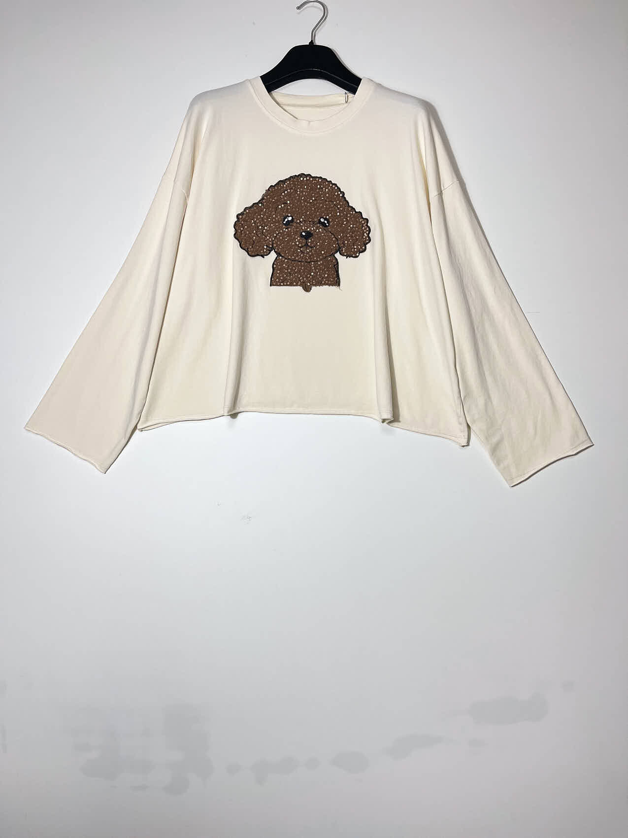 Großhändler Elegance - Baumwoll -Sweatshirt mit Pudelstickerei
