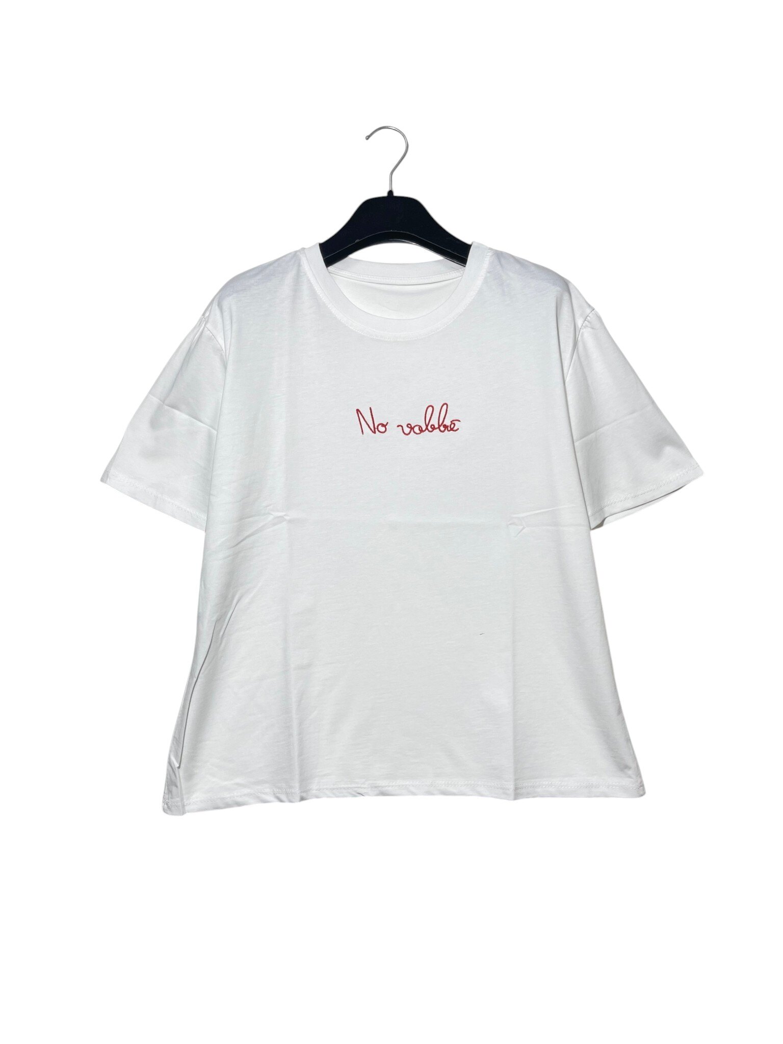 Wholesaler Elegance - Medium T-shirt in pure cotton with embroidered text No Vabbè