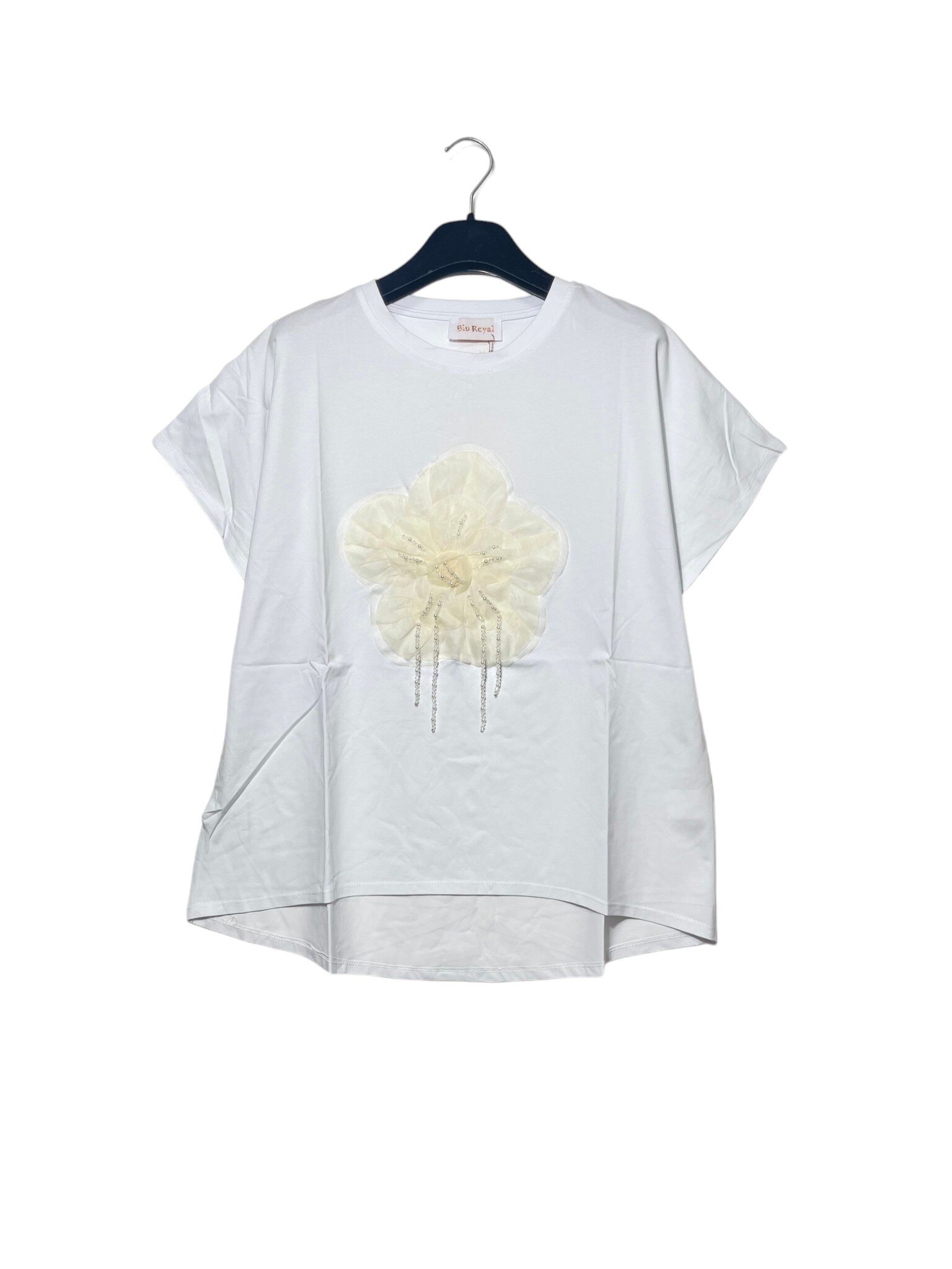 Wholesaler Elegance - Oversized T-shirt with flower-shaped applique