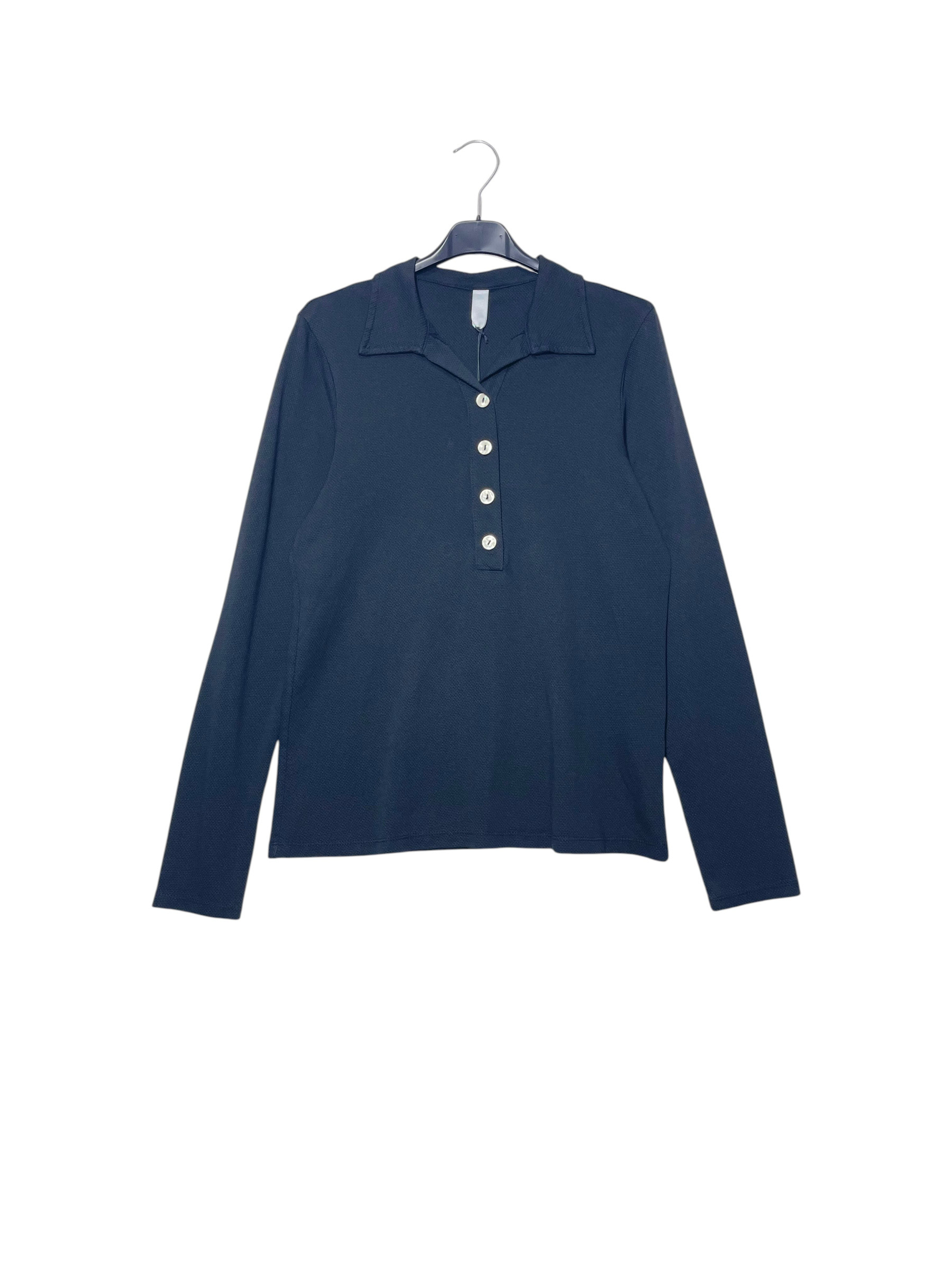 Grossiste Elegance - T-shirt en nid d'abeille avec col chemise et boutons