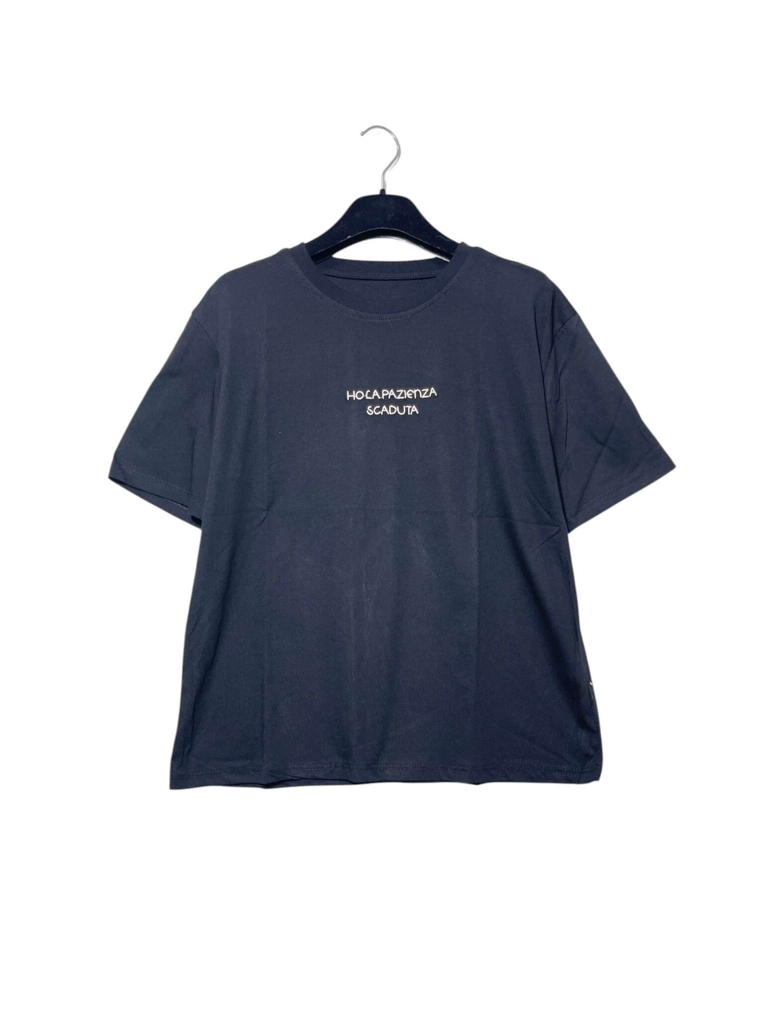 Wholesaler Elegance - Pure cotton T-shirt with embroidered text I'M OUT OF PATIENCE