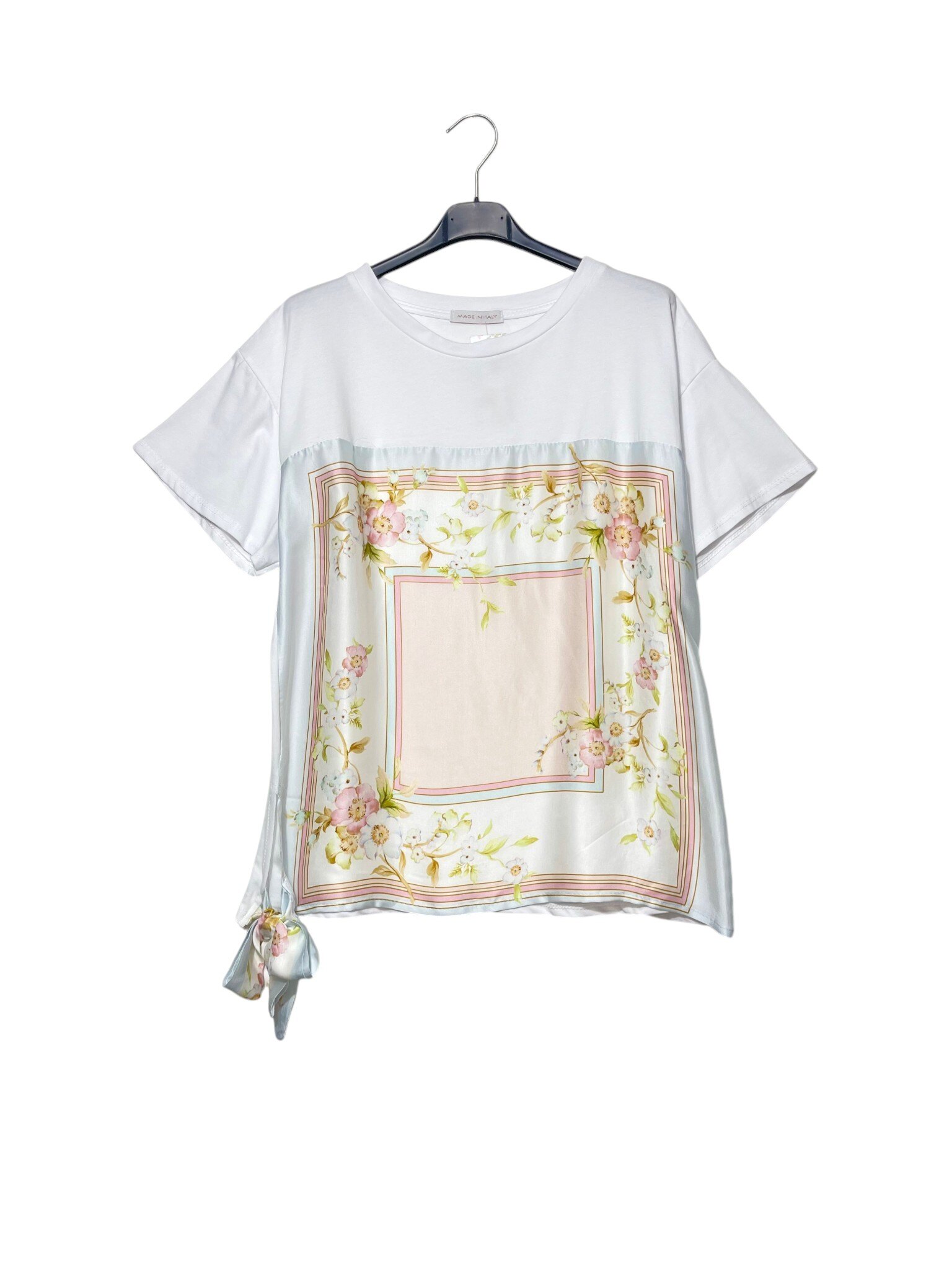 Mayorista Elegance - Camiseta con panel frontal de viscosa y seda