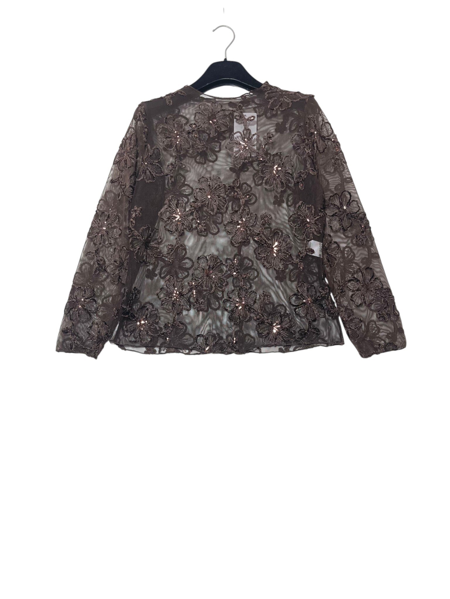 Mayorista Elegance - Camiseta de tul con flores de chenilla y lentejuelas
