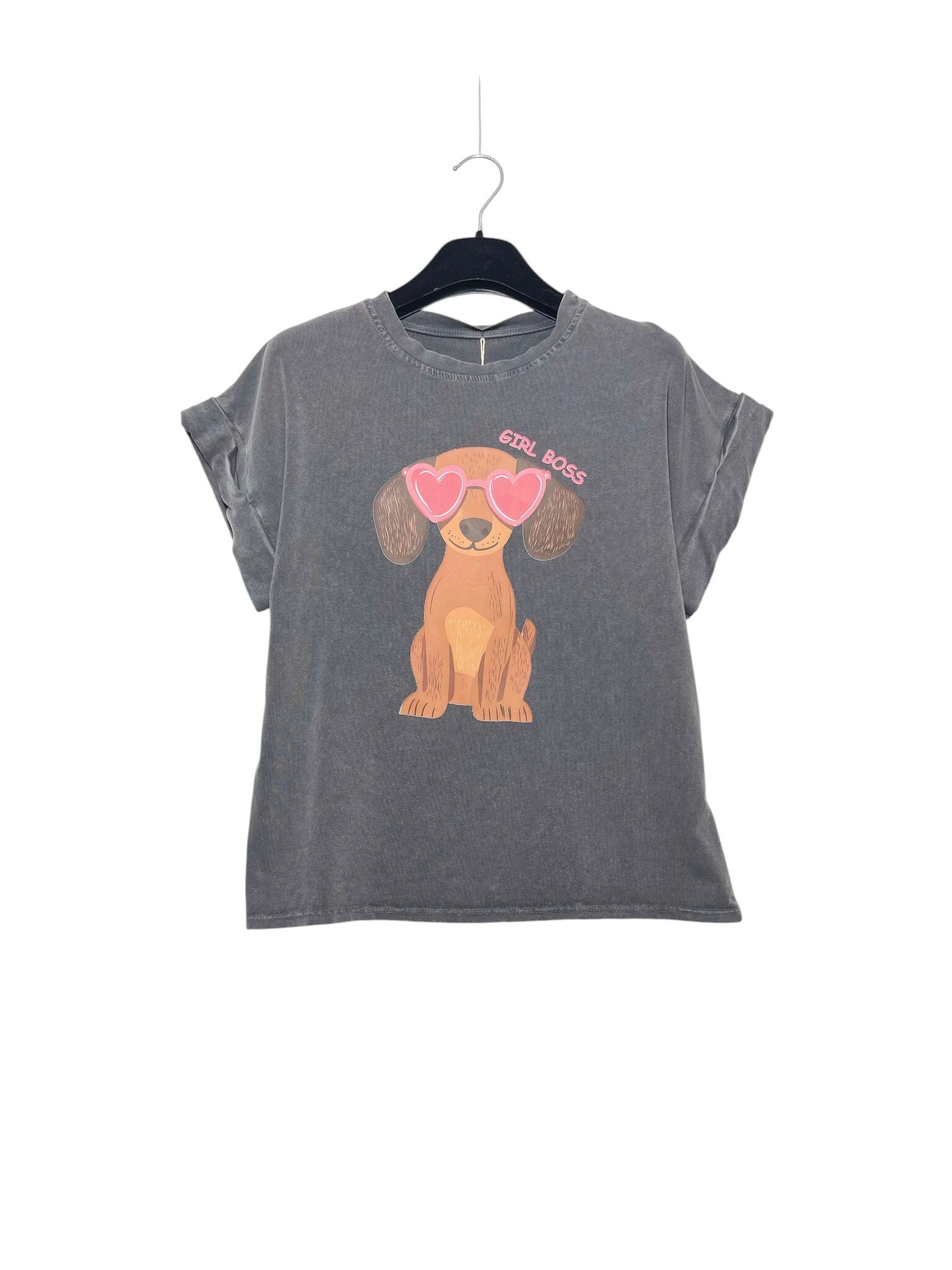 Wholesaler Elegance - Stone wash T-shirt with dog print