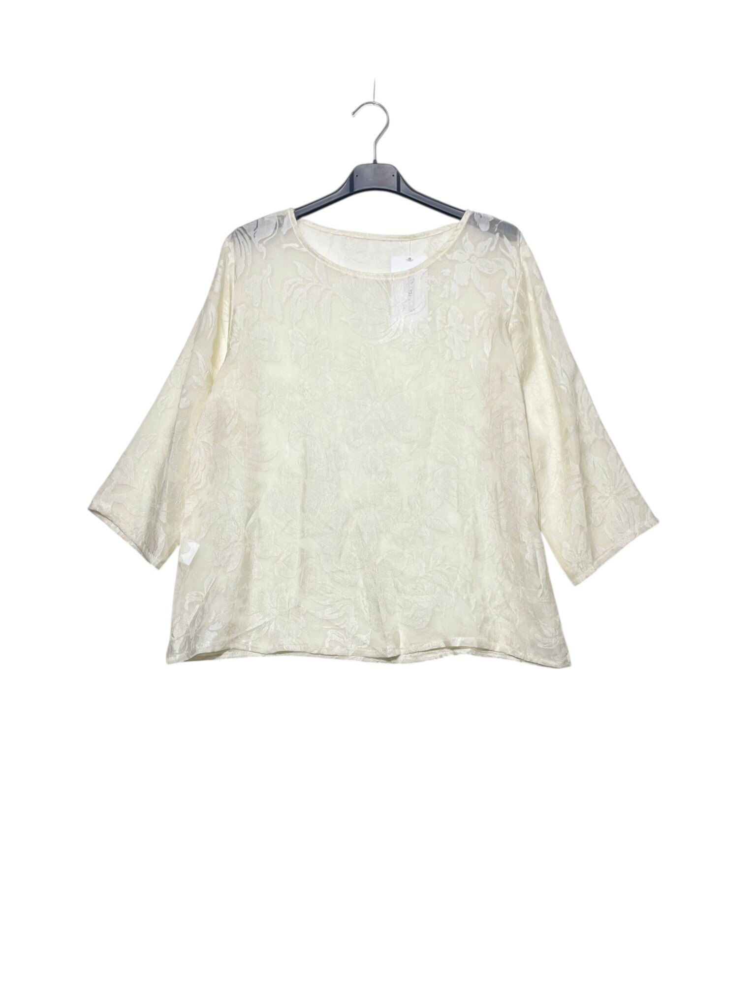 Grossista Elegance - Blusa misto viscosa a fiore semitrasparente