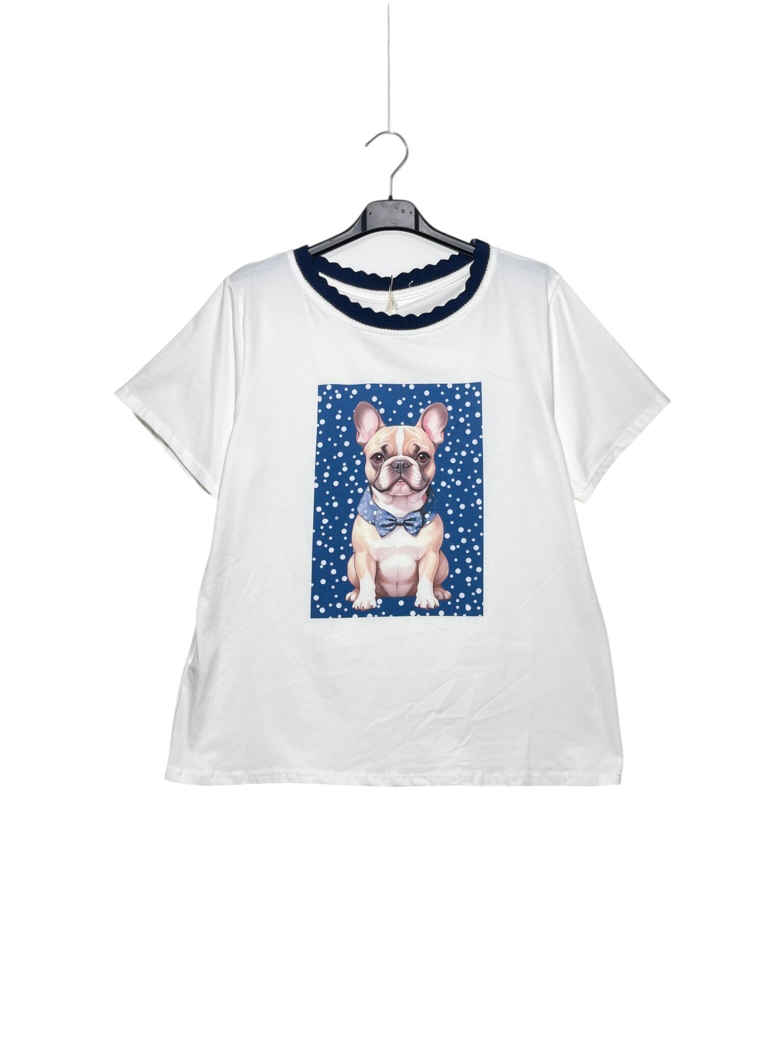 Wholesaler Elegance - Wavy collar T-shirt with French bulldog print